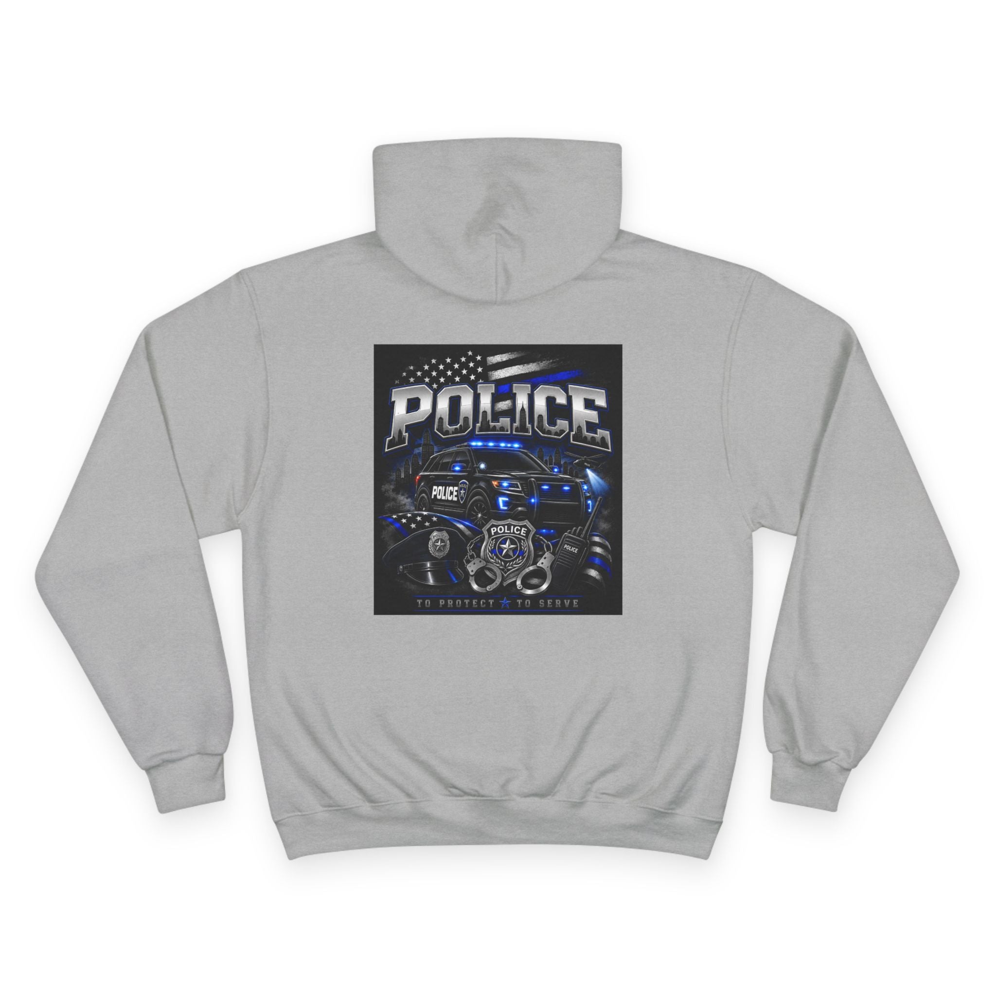 Police Lives Matter Hoodie | Thin Blue Line, Patrol Car Back Graphic