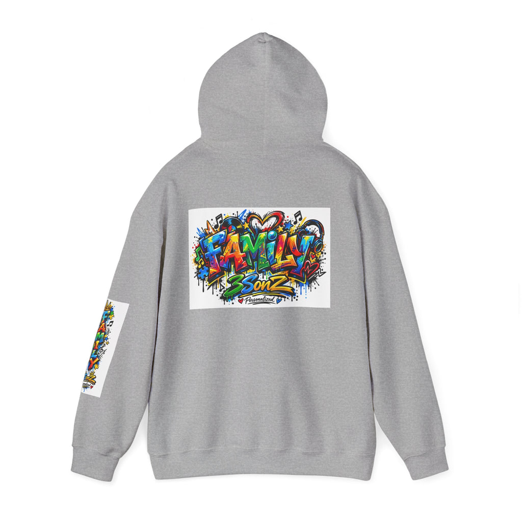Graffiti Family Hoodie – Colorful Street Art Pullover ("Family" & "3Sonz")