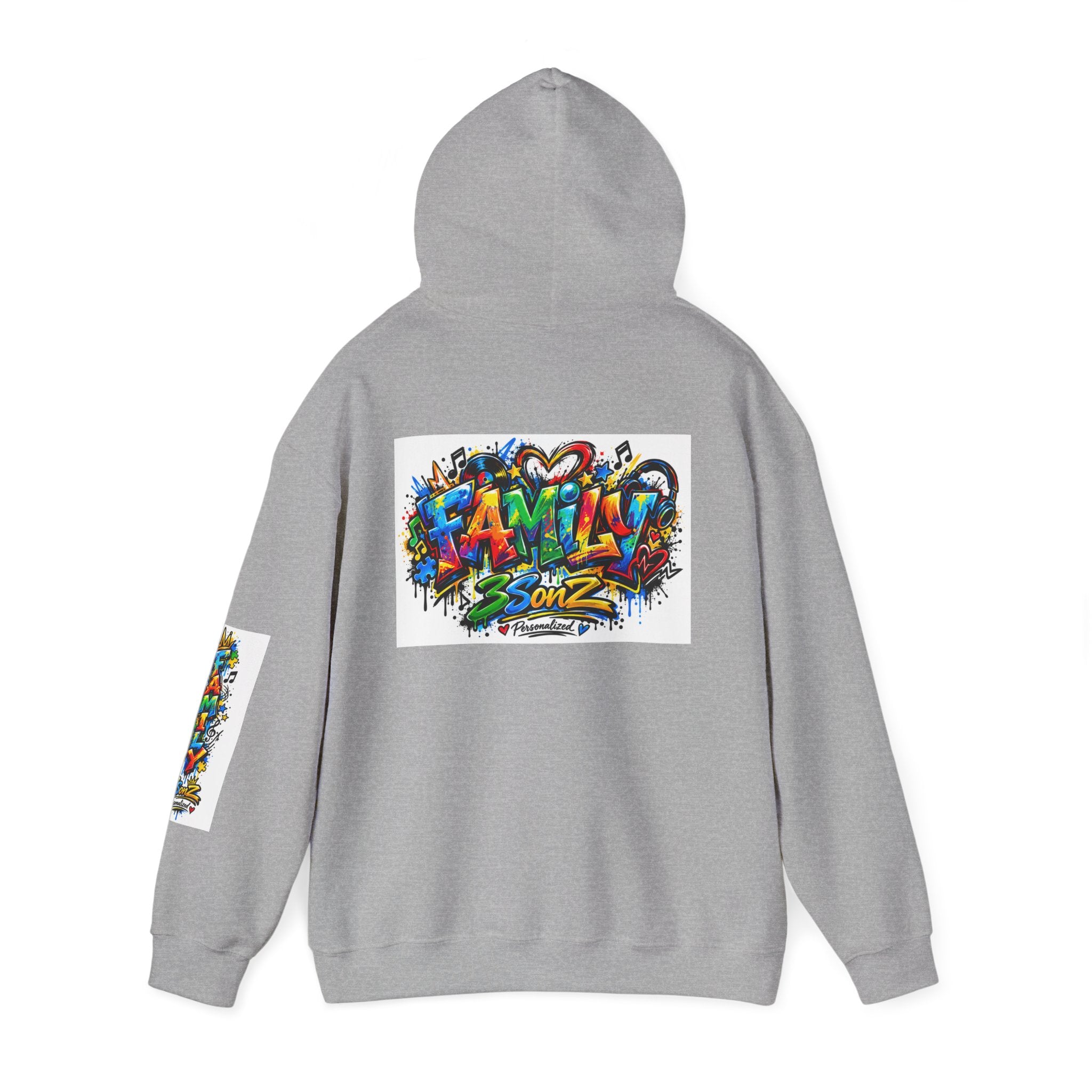 Graffiti Family Hoodie – Colorful Street Art Pullover ("Family" & "3Sonz")