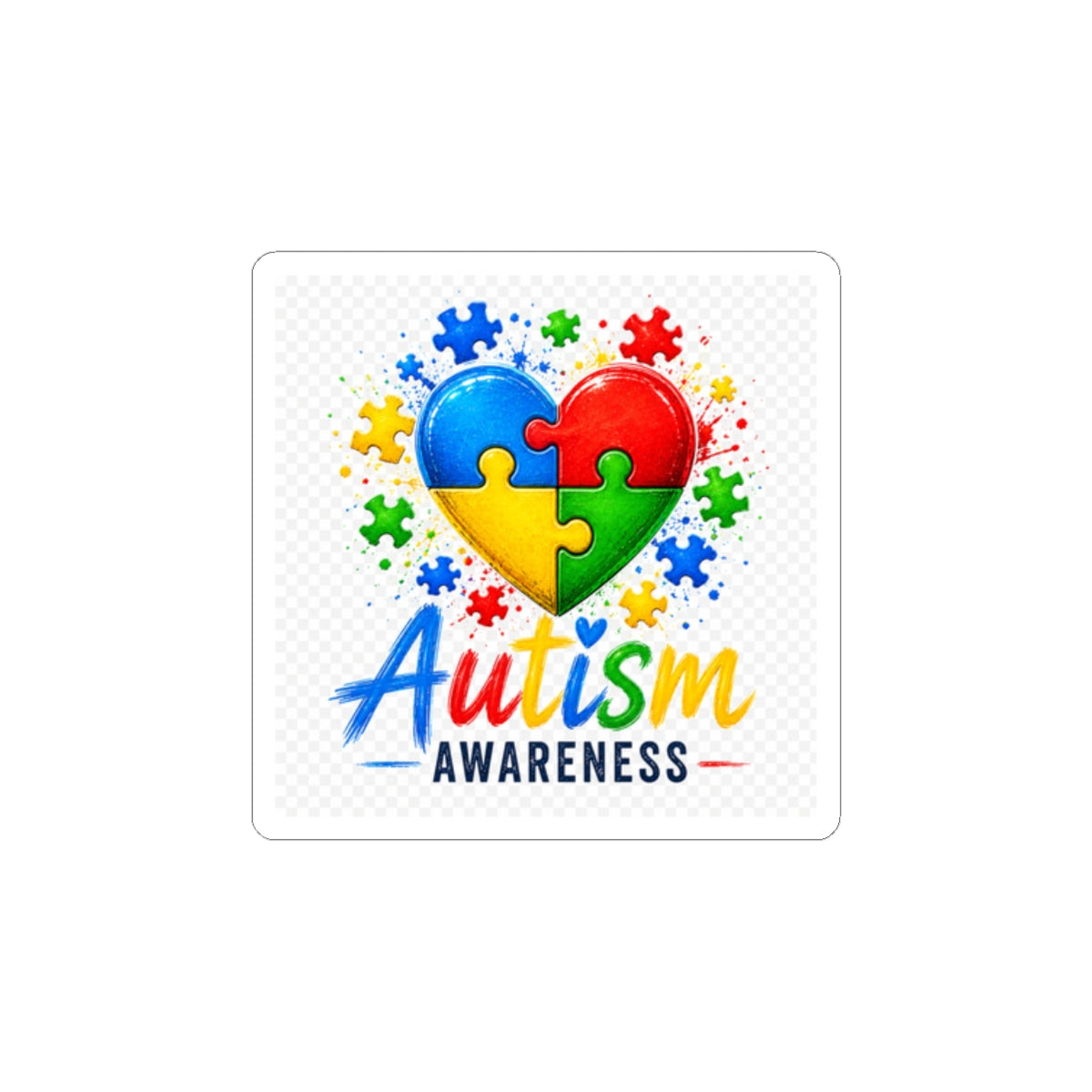 Autism Awareness Puzzle Heart Kiss-Cut Stickers | Colorful Advocacy Decal