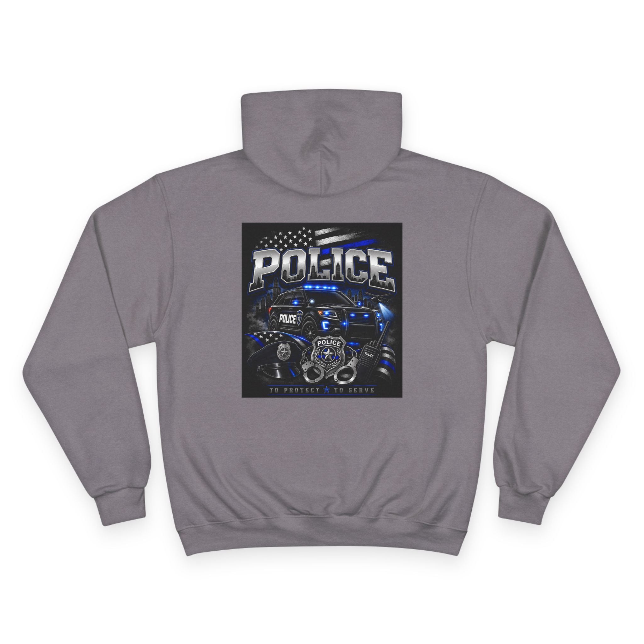 Police Lives Matter Hoodie | Thin Blue Line, Patrol Car Back Graphic