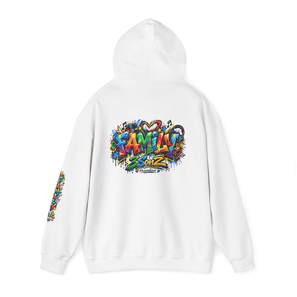 Graffiti Family Hoodie – Colorful Street Art Pullover ("Family" & "3Sonz")