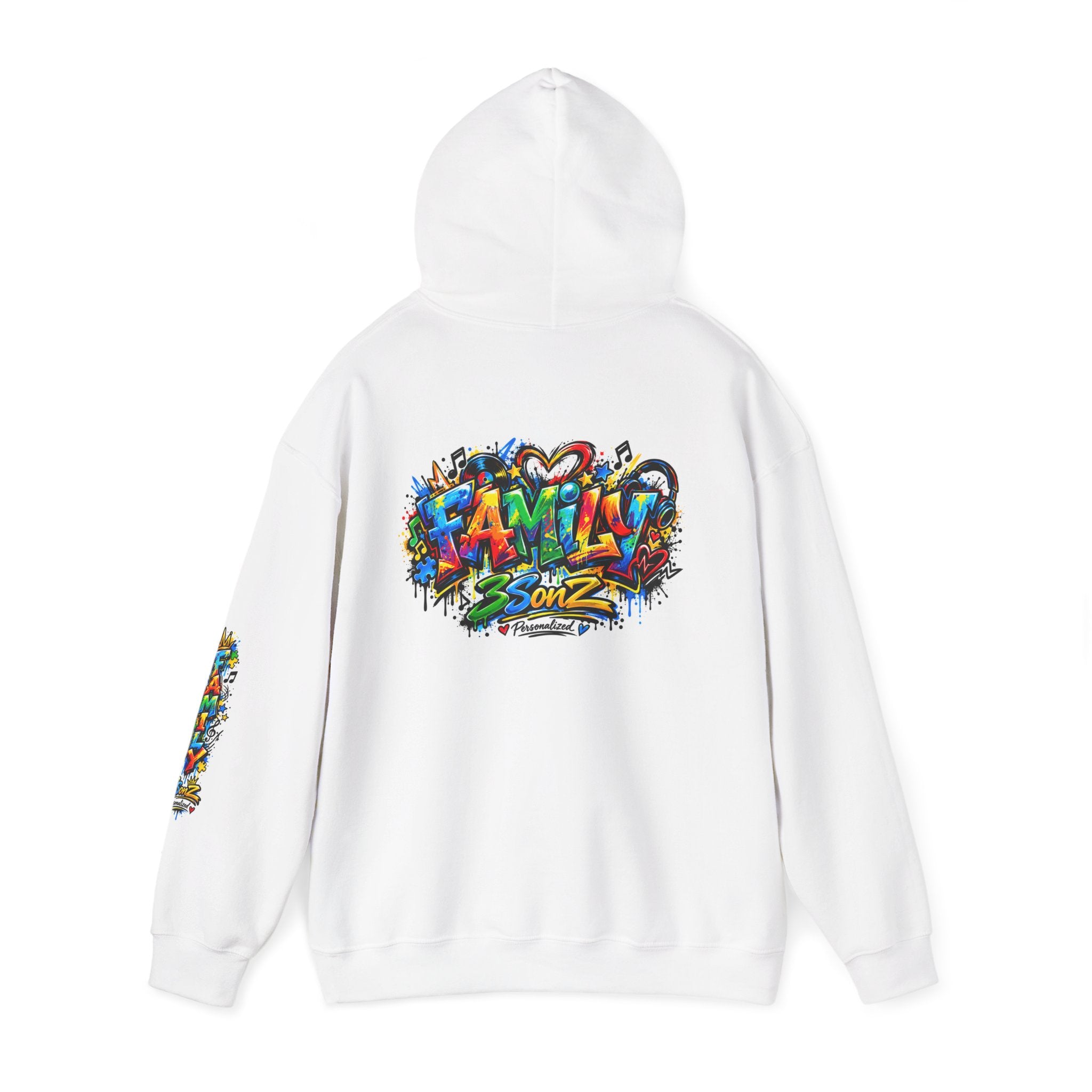 Graffiti Family Hoodie – Colorful Street Art Pullover ("Family" & "3Sonz")