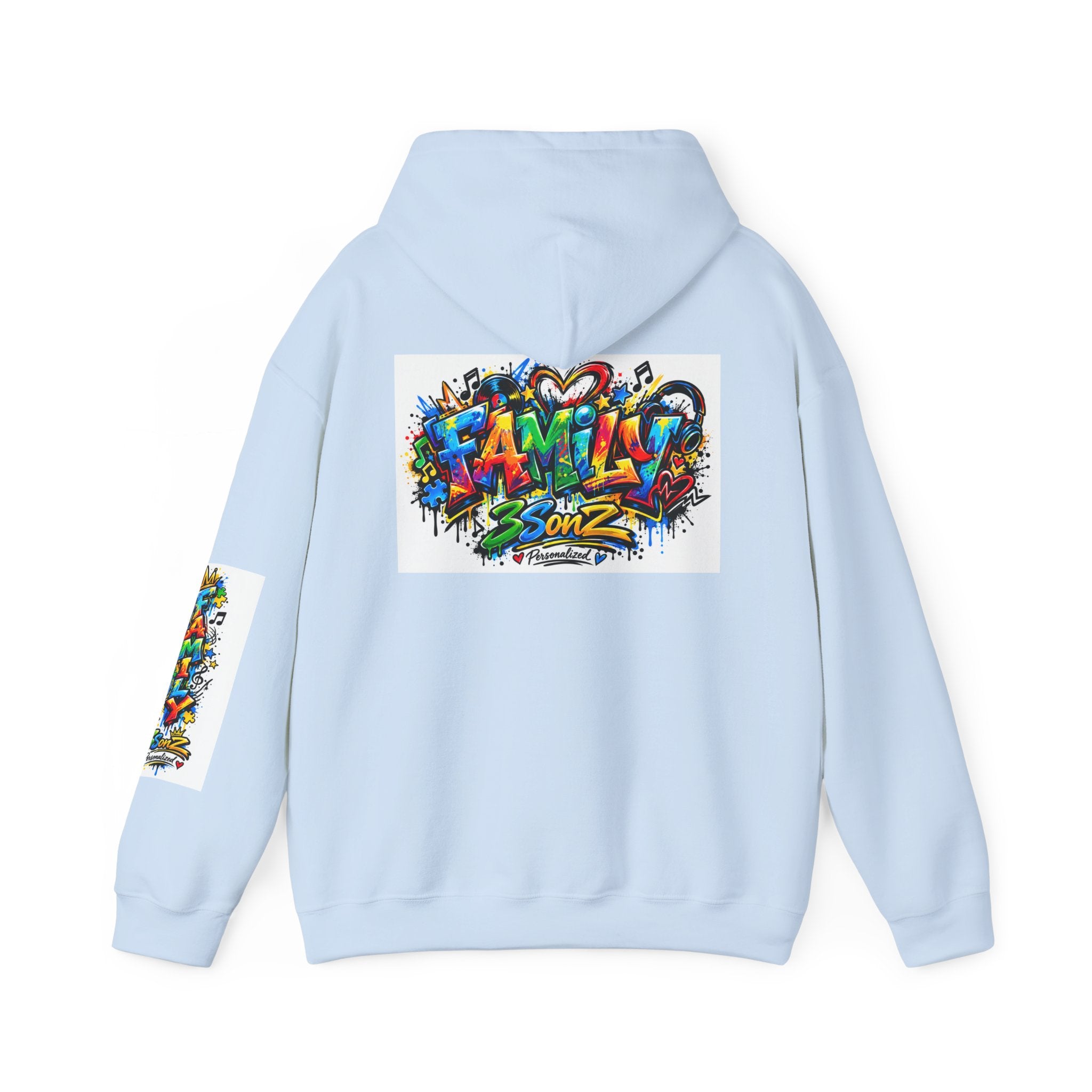 Graffiti Family Hoodie – Colorful Street Art Pullover ("Family" & "3Sonz")