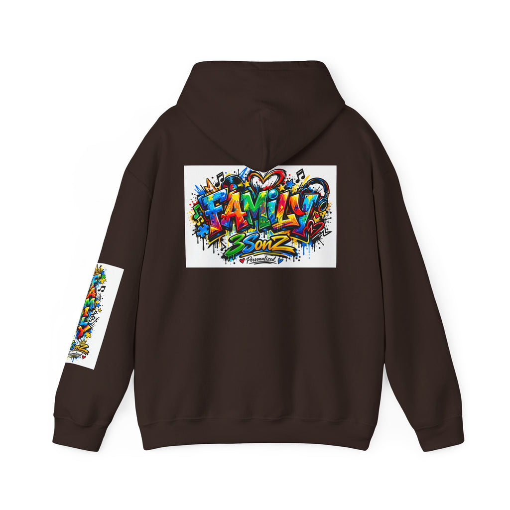 Graffiti Family Hoodie – Colorful Street Art Pullover ("Family" & "3Sonz")