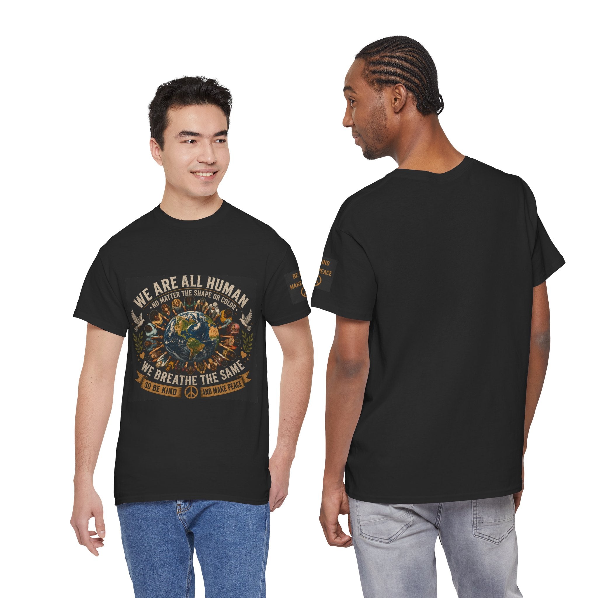 We Are All Human Earth Illustration T-Shirt | Peace, Unity, Be Kind