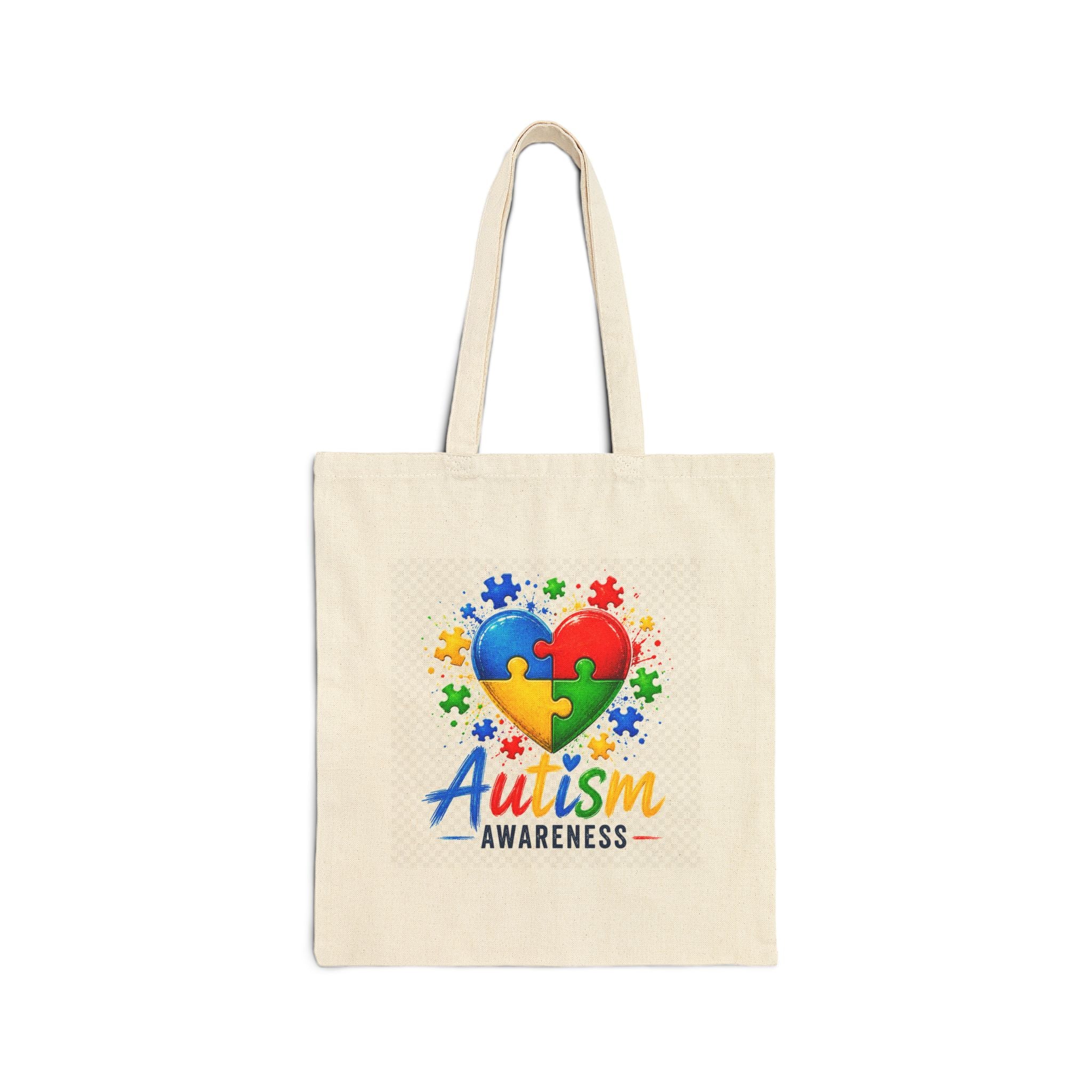 Autism Awareness Puzzle Heart Tote Bag | Canvas Carryall
