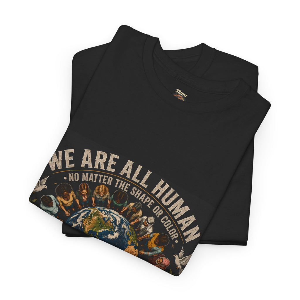 We Are All Human Earth Illustration T-Shirt | Peace, Unity, Be Kind