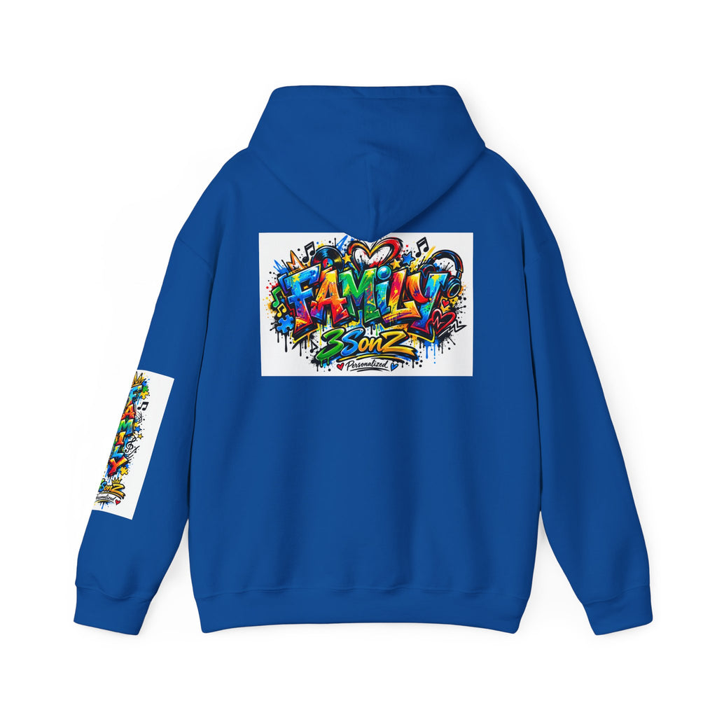 Graffiti Family Hoodie – Colorful Street Art Pullover ("Family" & "3Sonz")
