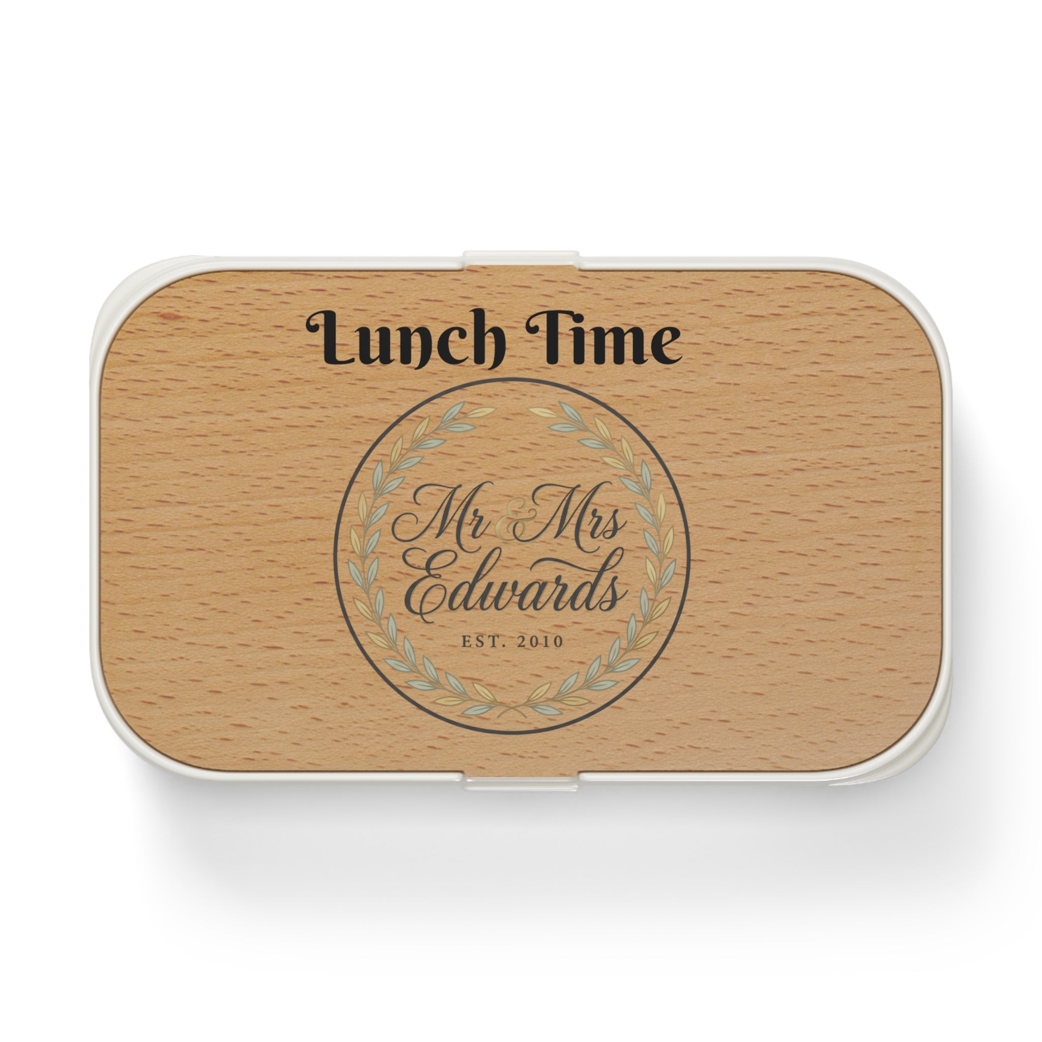 Personalized Monogram Laurel Lunch Time Bento Box | Custom Name Lunchbox