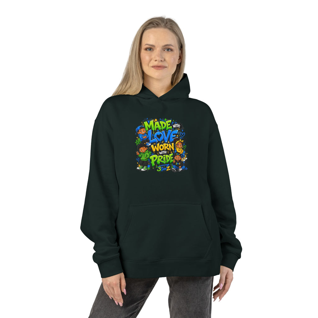 Pride Hoodie — "Made with Love Worn with Pride" Floral Rainbow Design