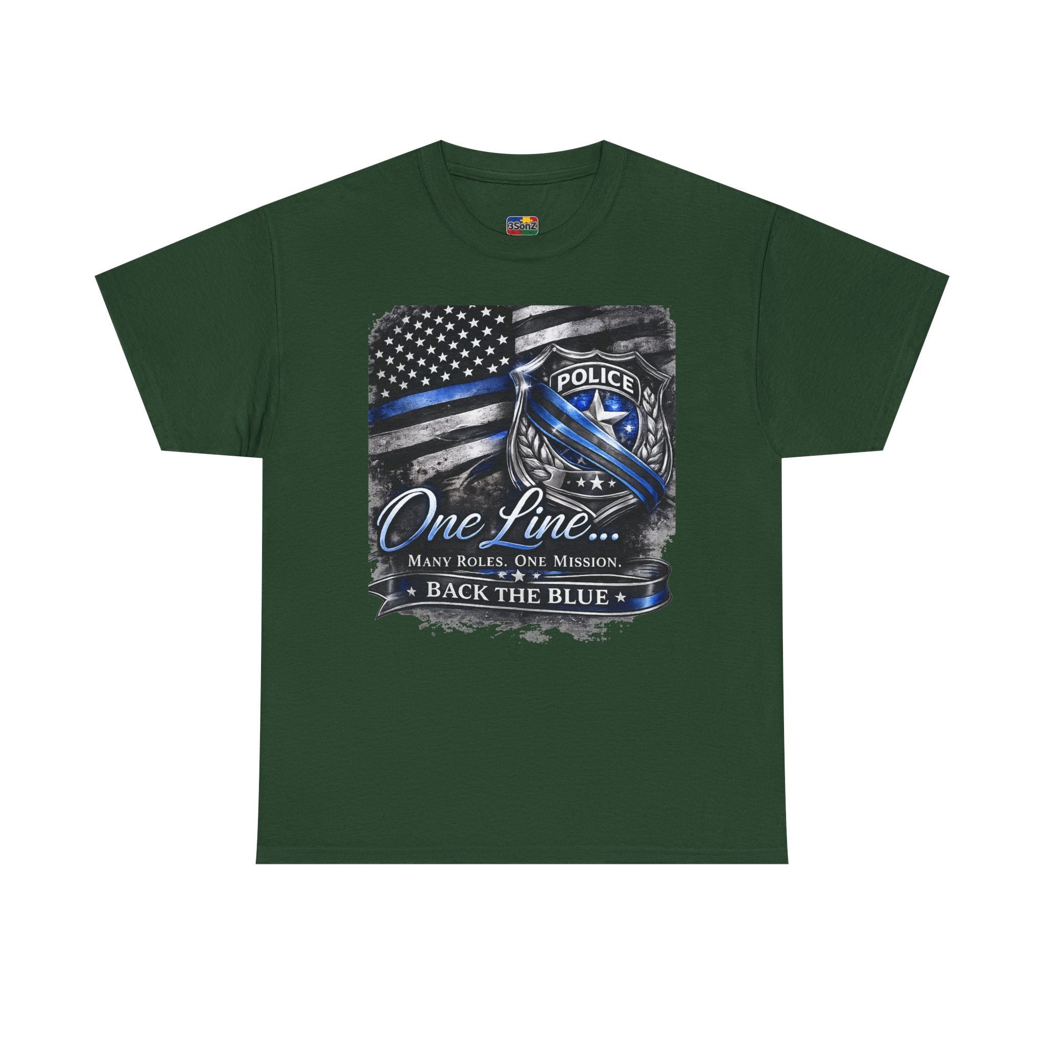 Back the Blue Police Badge Tee | One Line Many Roles One Mission