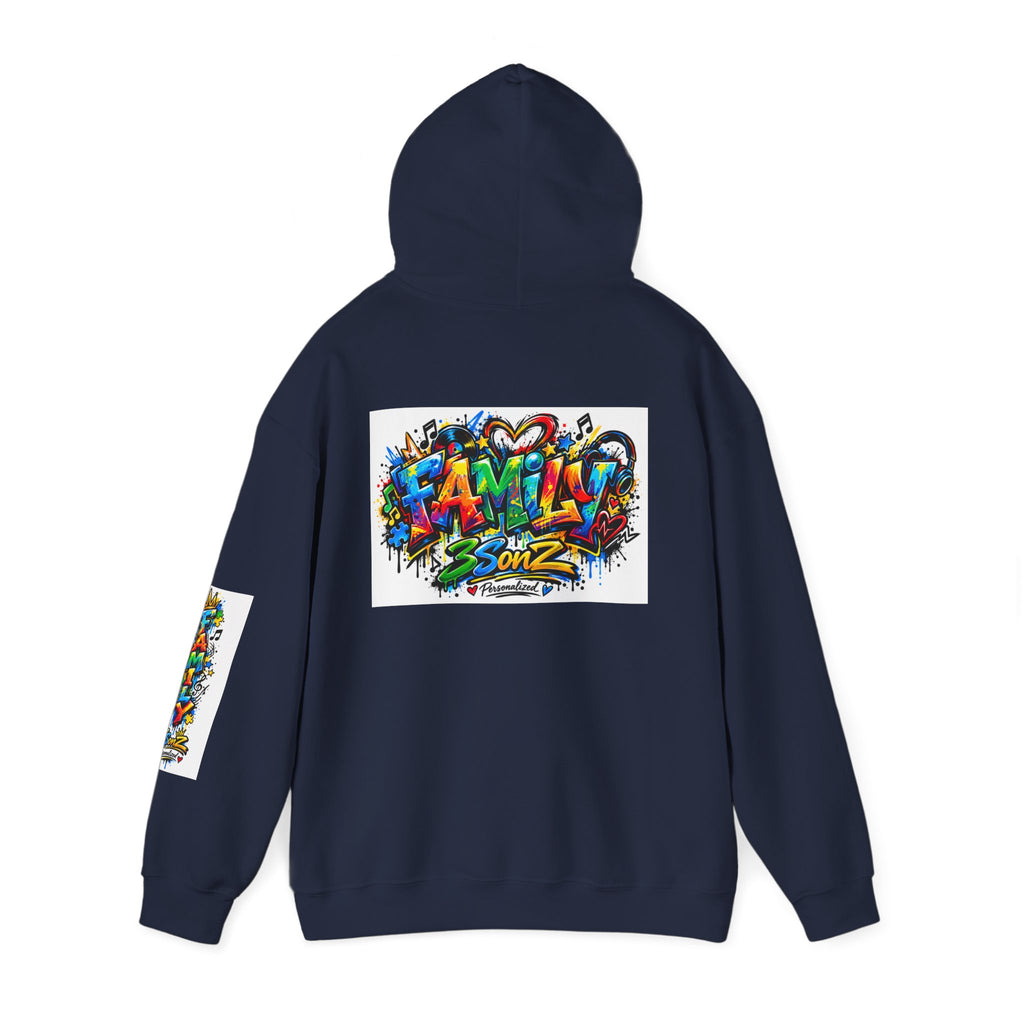 Graffiti Family Hoodie – Colorful Street Art Pullover ("Family" & "3Sonz")