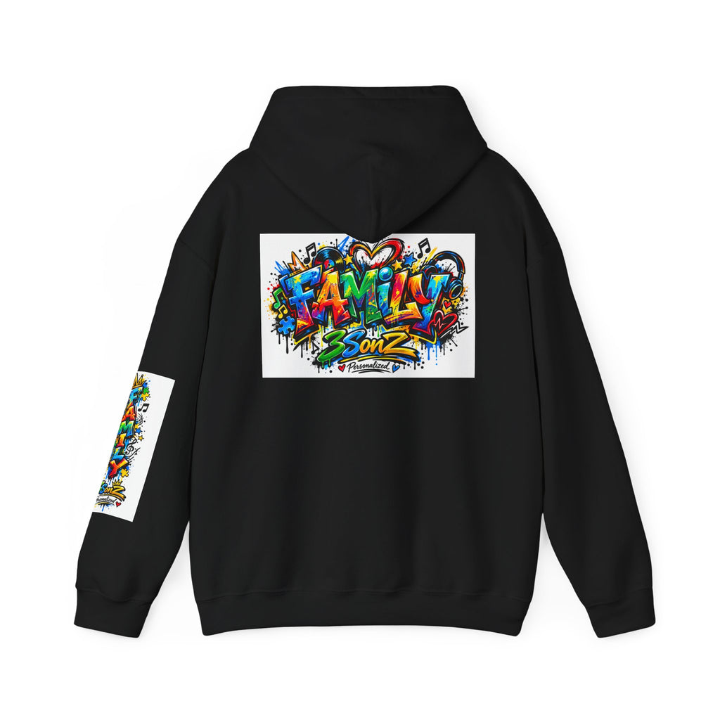 Graffiti Family Hoodie – Colorful Street Art Pullover ("Family" & "3Sonz")