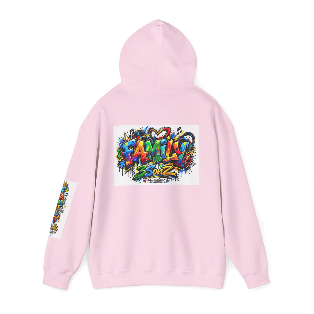 Graffiti Family Hoodie – Colorful Street Art Pullover ("Family" & "3Sonz")