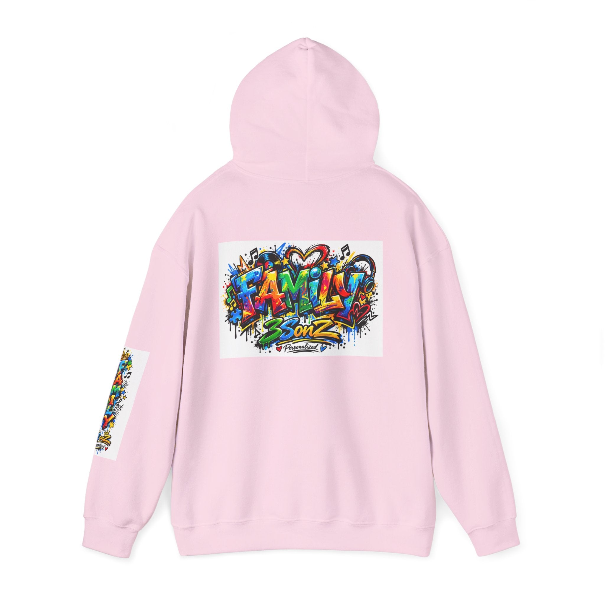 Graffiti Family Hoodie – Colorful Street Art Pullover ("Family" & "3Sonz")