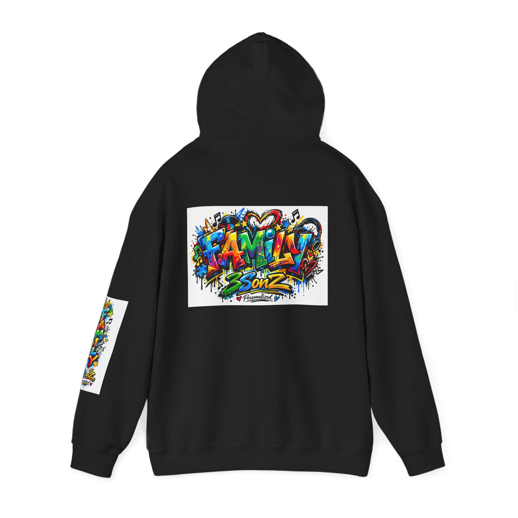 Graffiti Family Hoodie – Colorful Street Art Pullover ("Family" & "3Sonz")