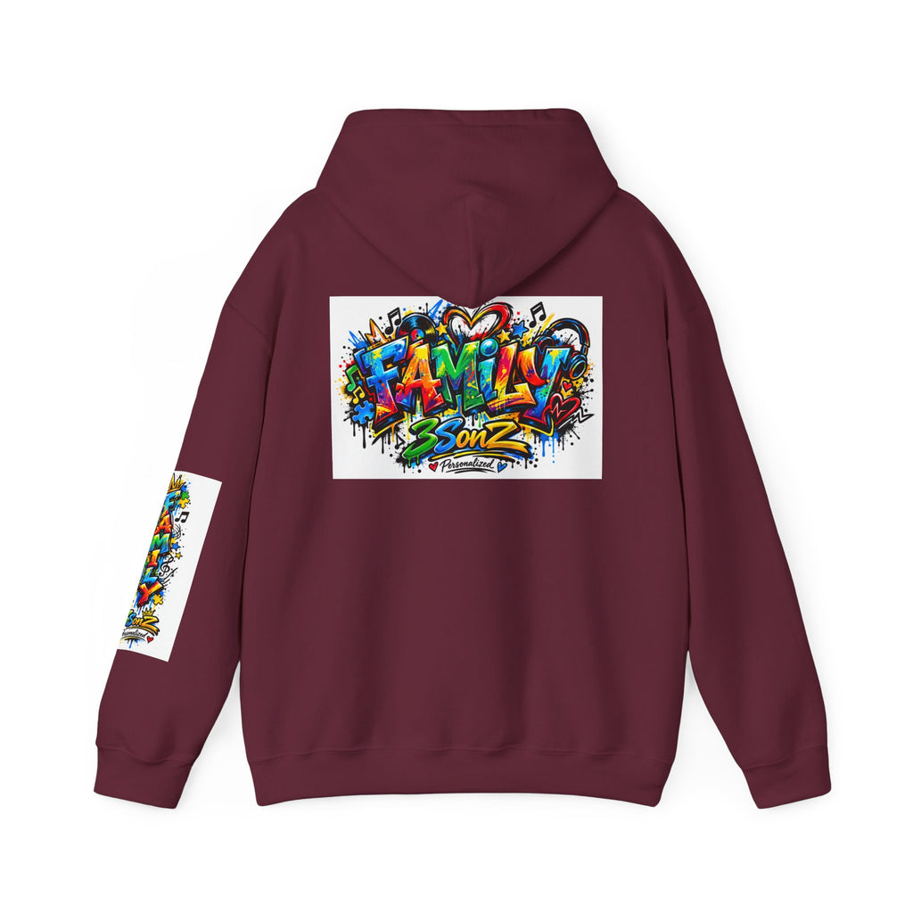 Graffiti Family Hoodie – Colorful Street Art Pullover ("Family" & "3Sonz")