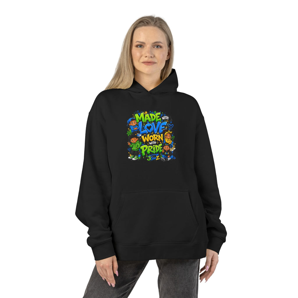 Pride Hoodie — "Made with Love Worn with Pride" Floral Rainbow Design