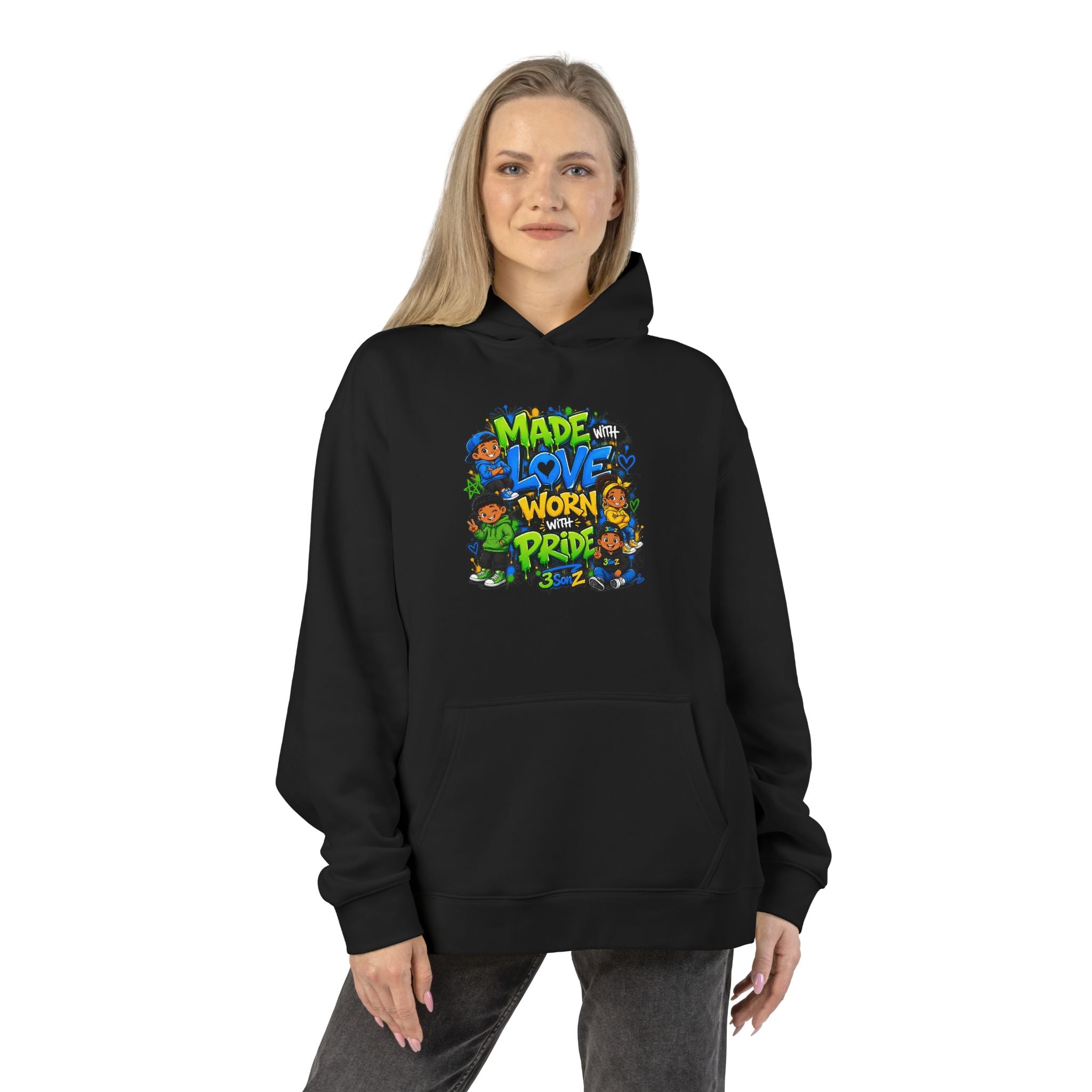 Pride Hoodie — "Made with Love Worn with Pride" Floral Rainbow Design