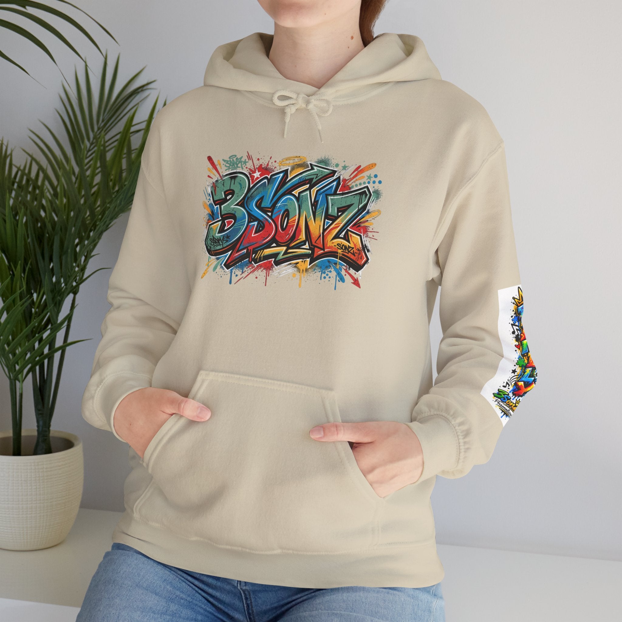 Graffiti Family Hoodie – Colorful Street Art Pullover ("Family" & "3Sonz")