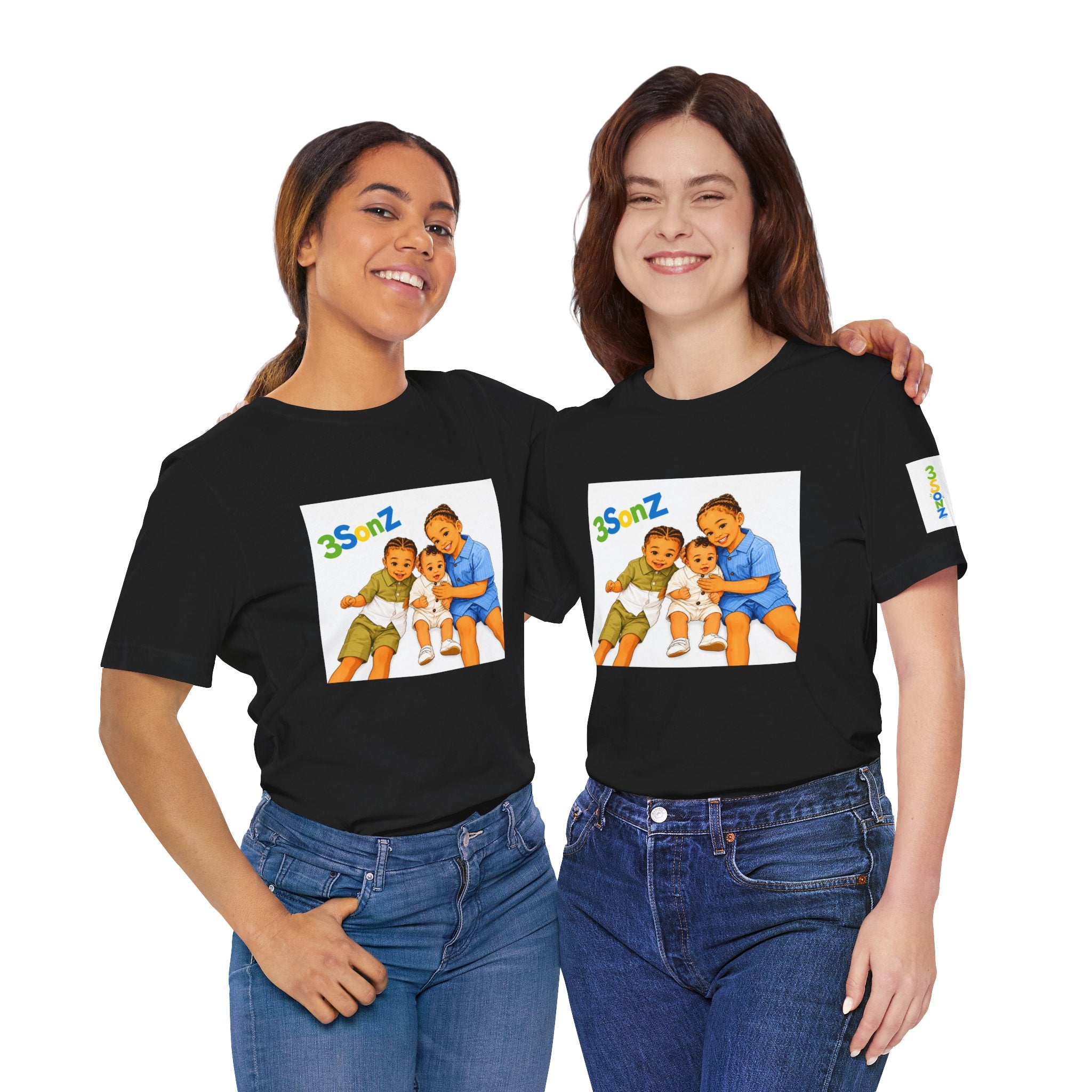3Sonz Kids Illustration Tee | Siblings Cartoon Portrait T-Shirt