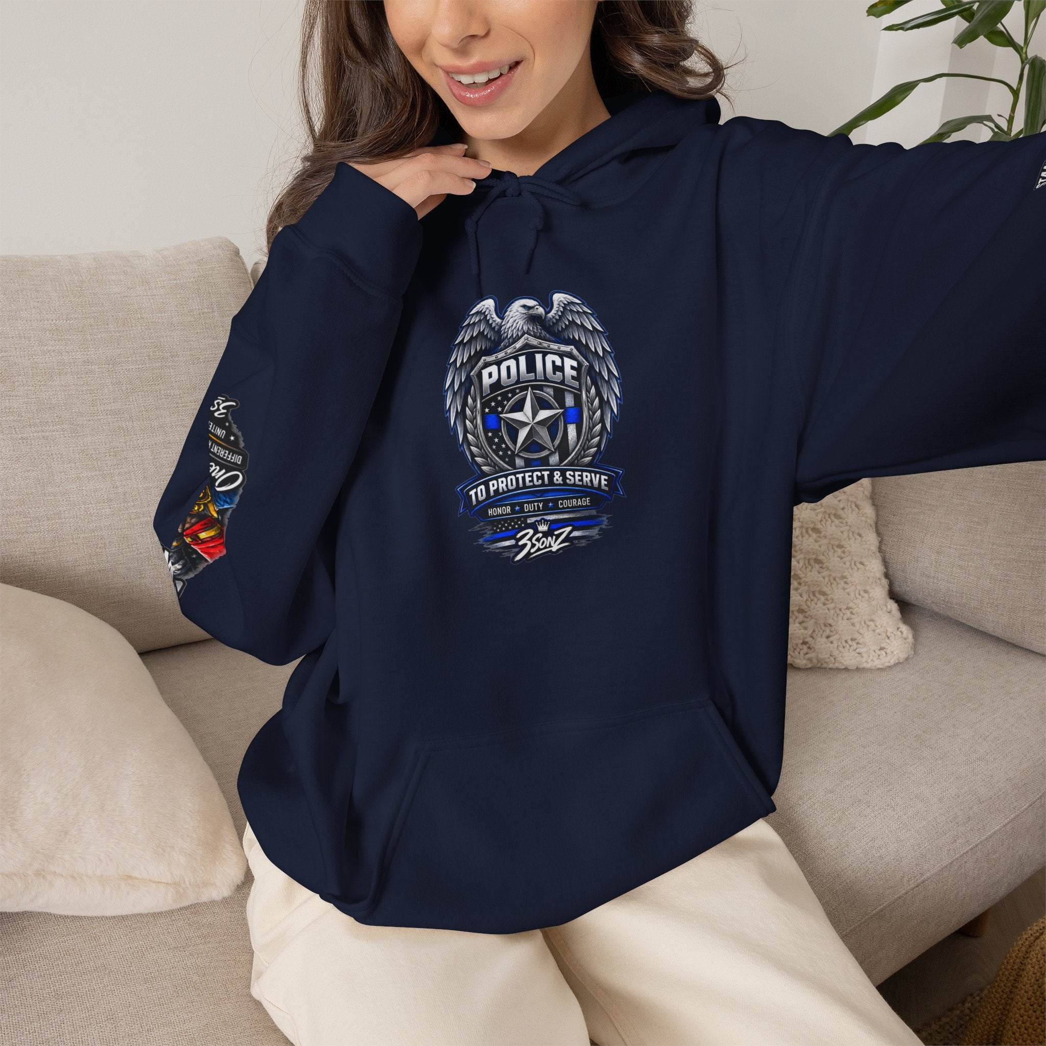 Police Badge Support Hoodie | Back Design "We've Got Each Other's Back"