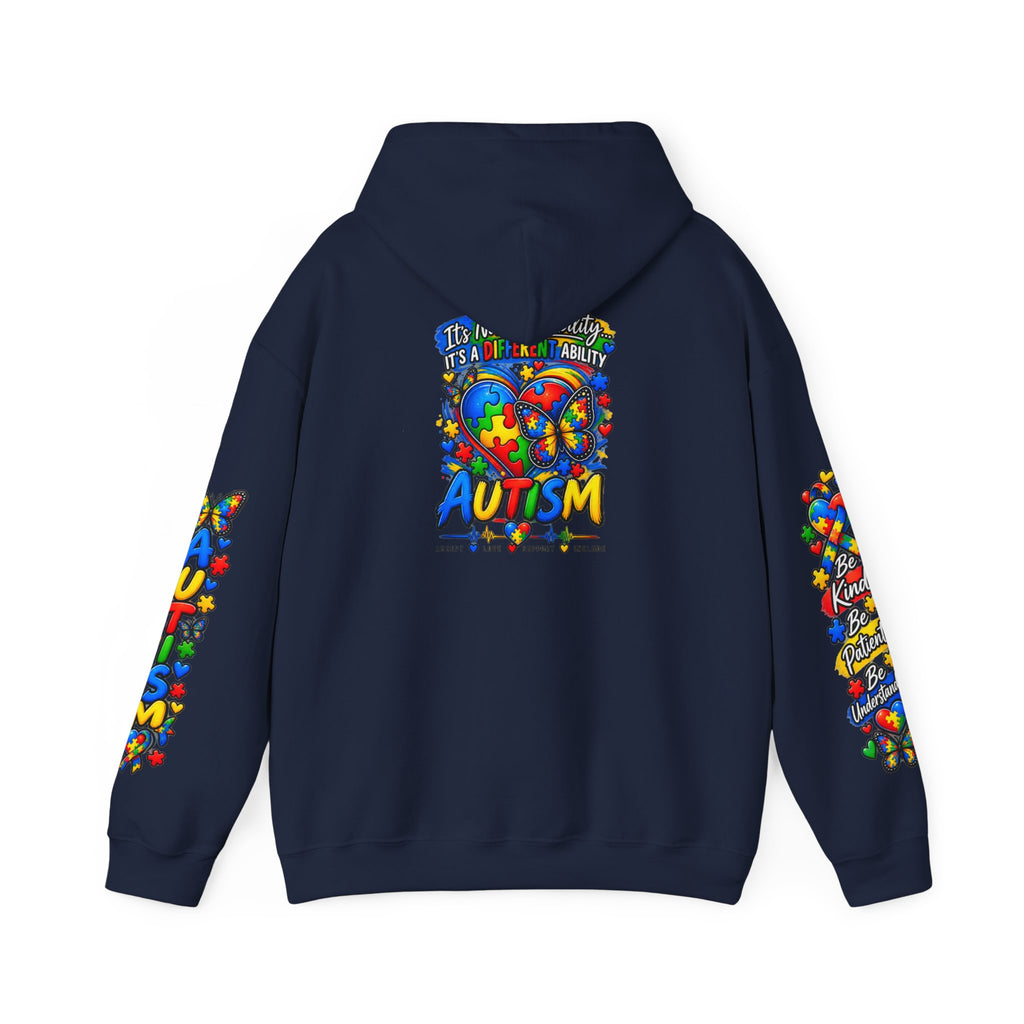 Autism Awareness Puzzle Heart Hoodie | Colorful Puzzle Sleeve Design