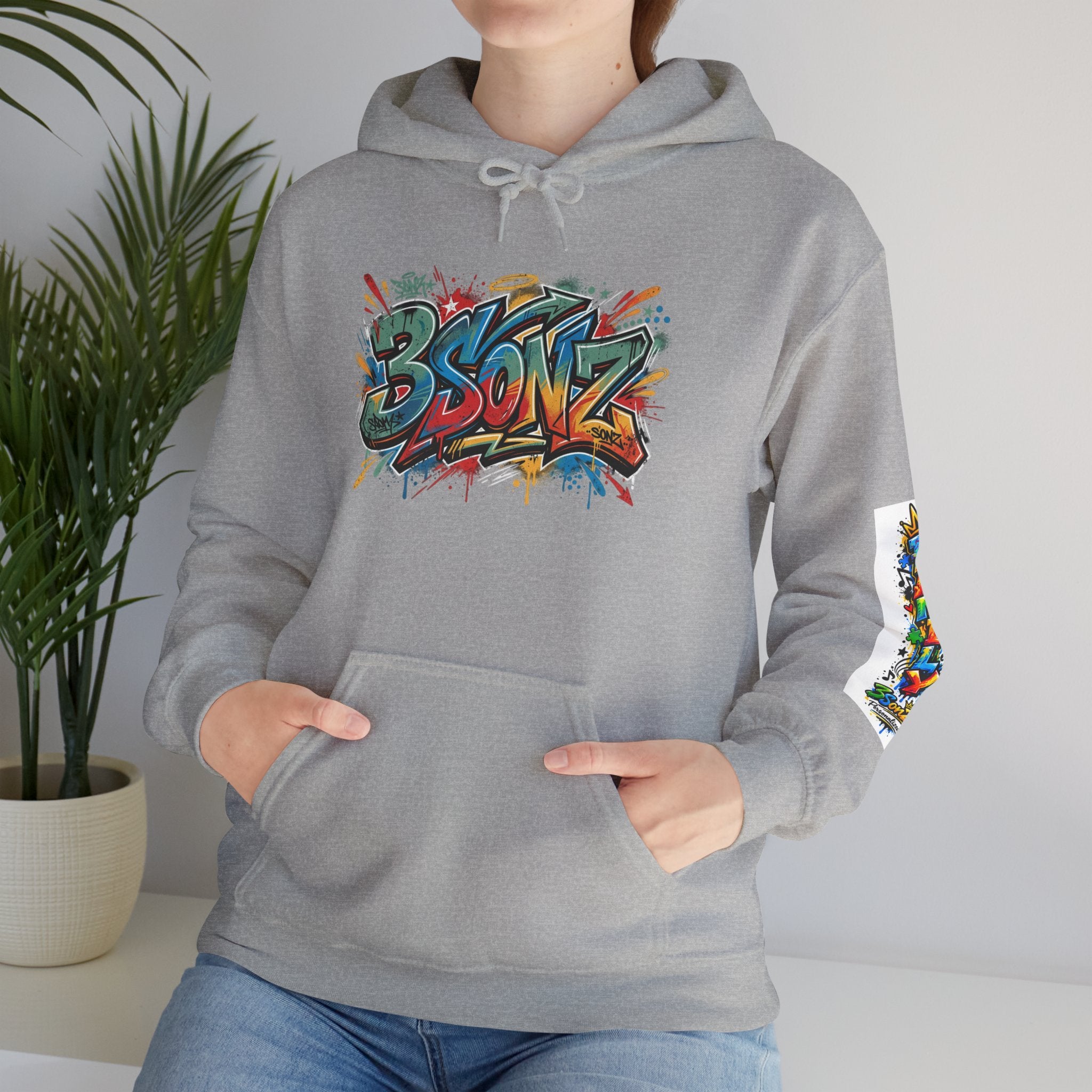 Graffiti Family Hoodie – Colorful Street Art Pullover ("Family" & "3Sonz")