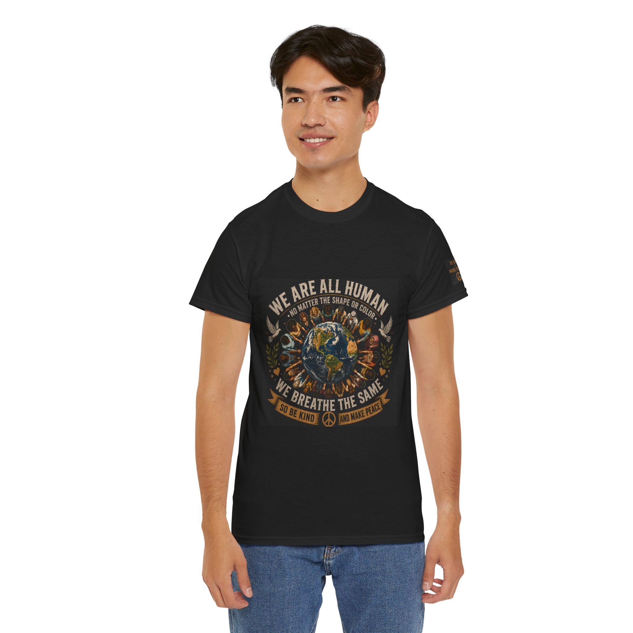 We Are All Human Earth Illustration T-Shirt | Peace, Unity, Be Kind