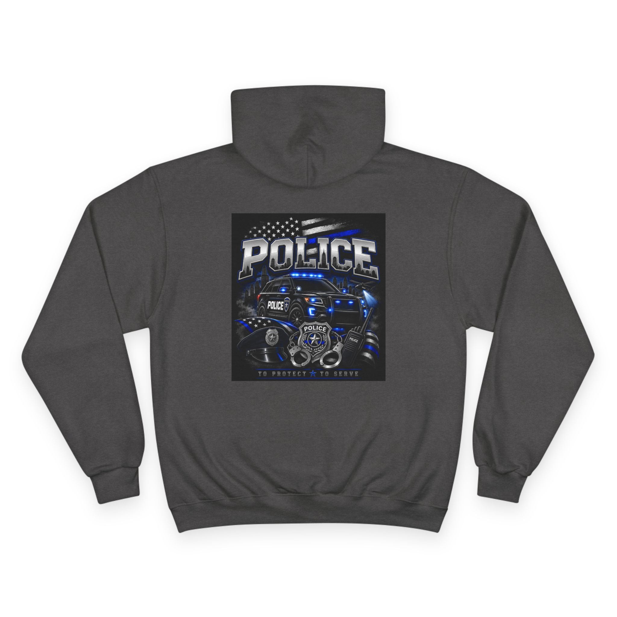 Police Lives Matter Hoodie | Thin Blue Line, Patrol Car Back Graphic