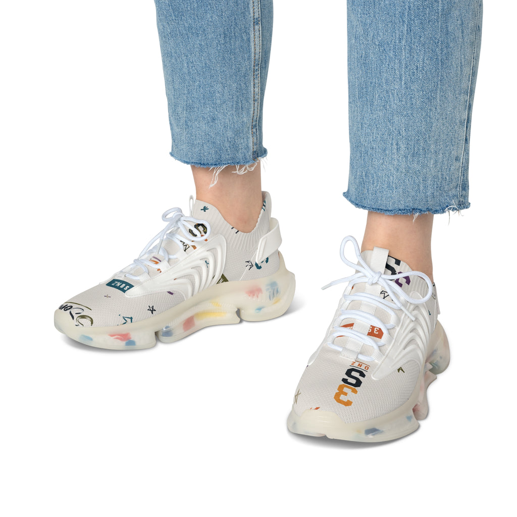 3SonZ Multicolor Number & Star Pattern Women's Mesh Sneakers | Breathable Athletic Shoes