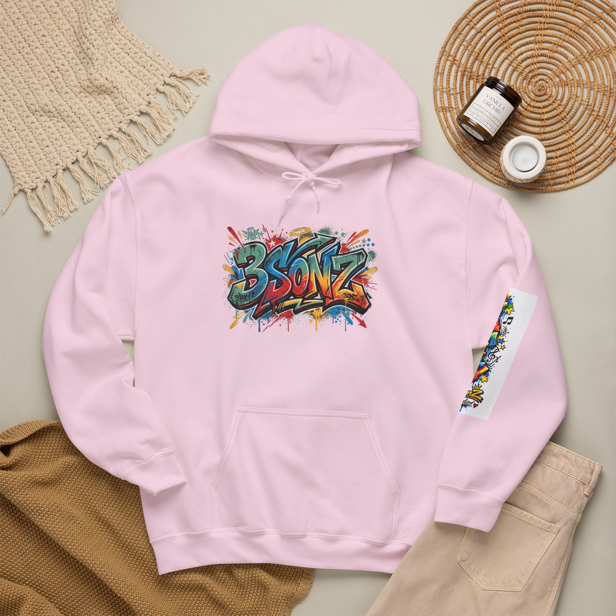 Graffiti Family Hoodie – Colorful Street Art Pullover ("Family" & "3Sonz")