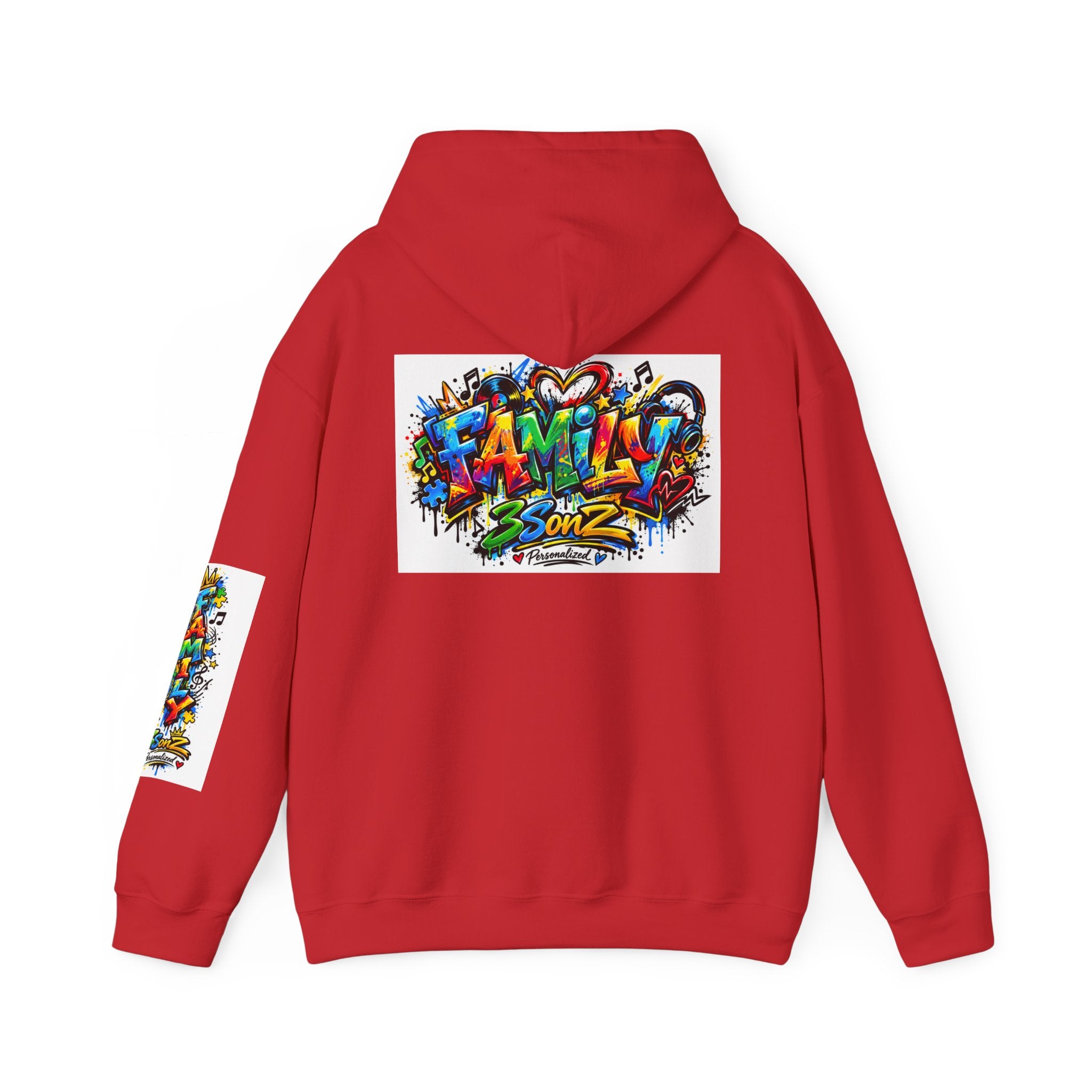 Graffiti Family Hoodie – Colorful Street Art Pullover ("Family" & "3Sonz")