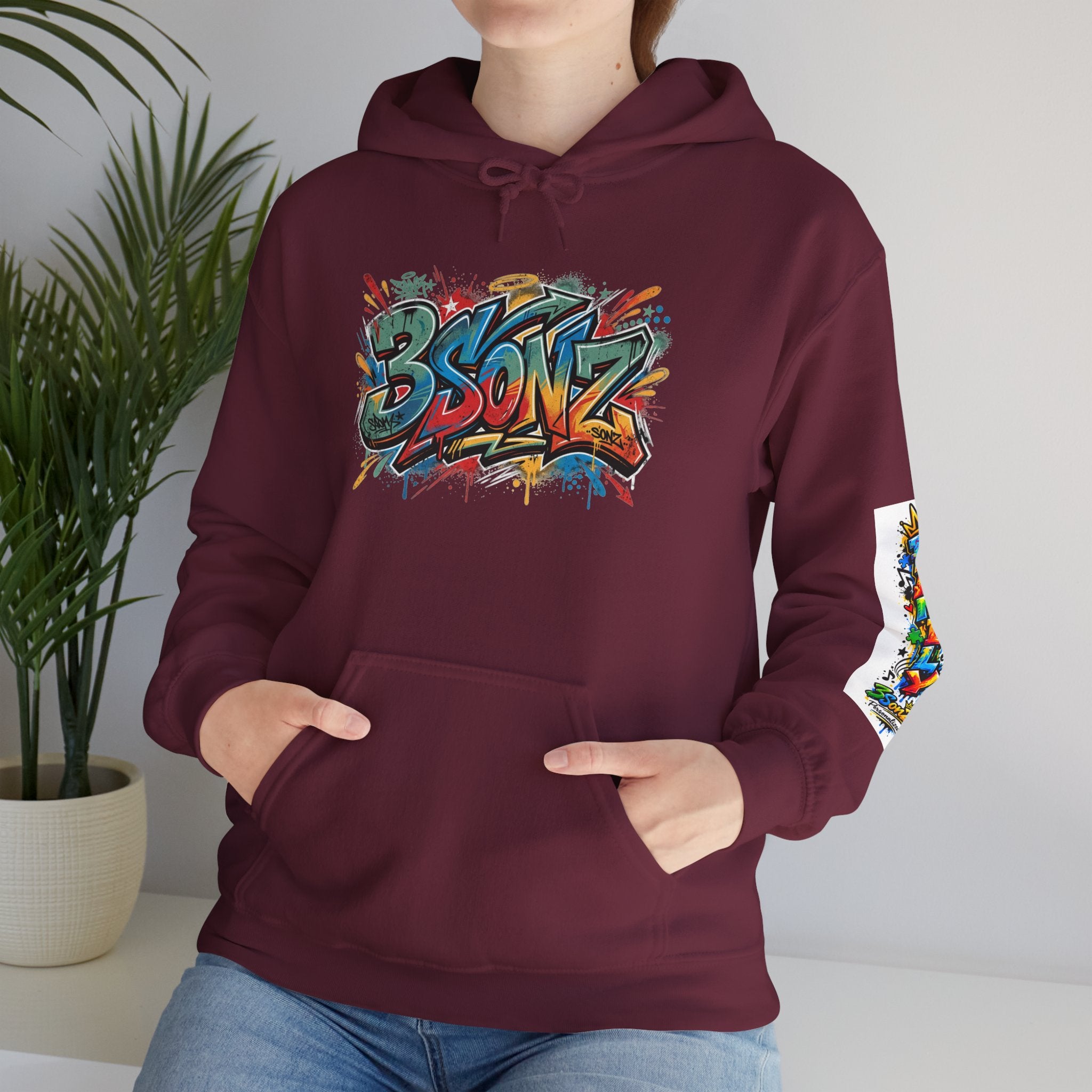 Graffiti Family Hoodie – Colorful Street Art Pullover ("Family" & "3Sonz")