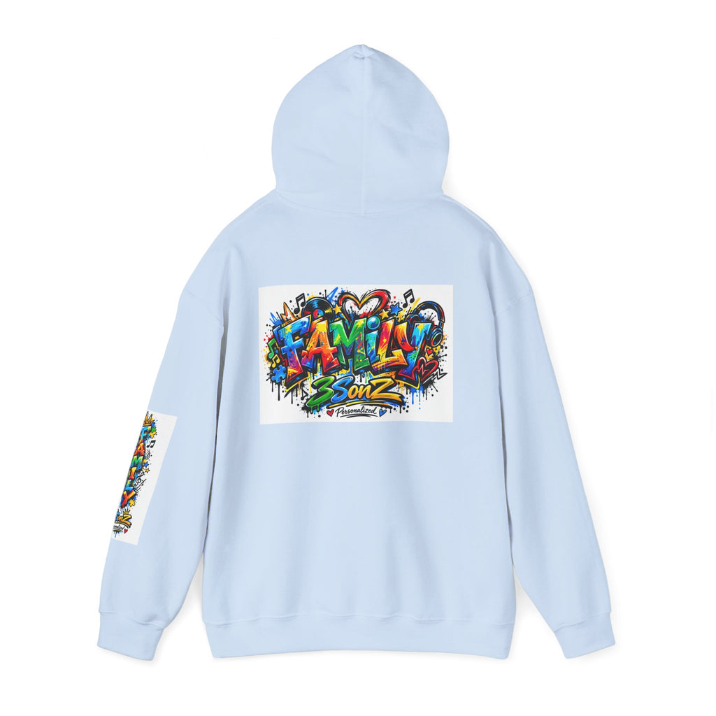 Graffiti Family Hoodie – Colorful Street Art Pullover ("Family" & "3Sonz")