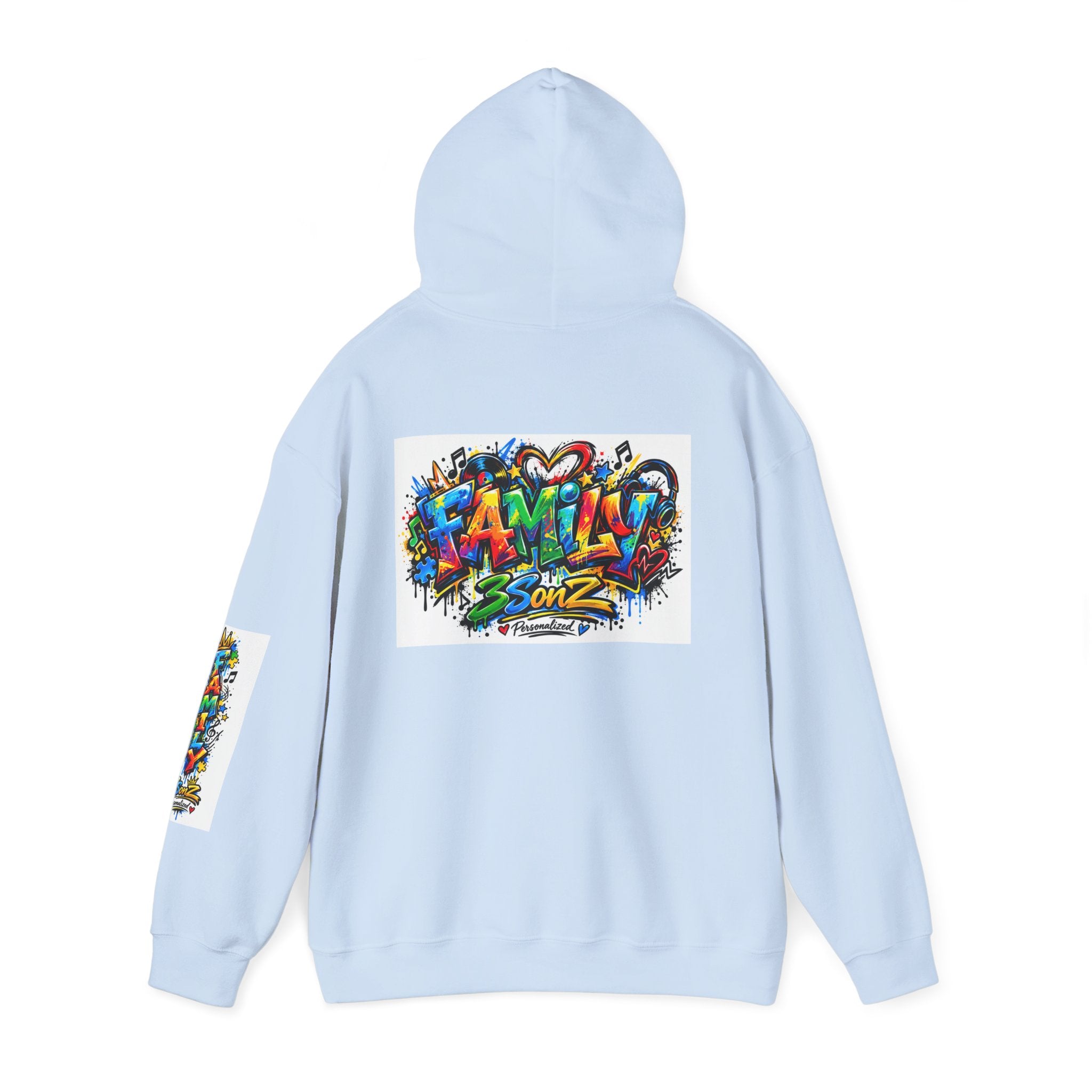 Graffiti Family Hoodie – Colorful Street Art Pullover ("Family" & "3Sonz")