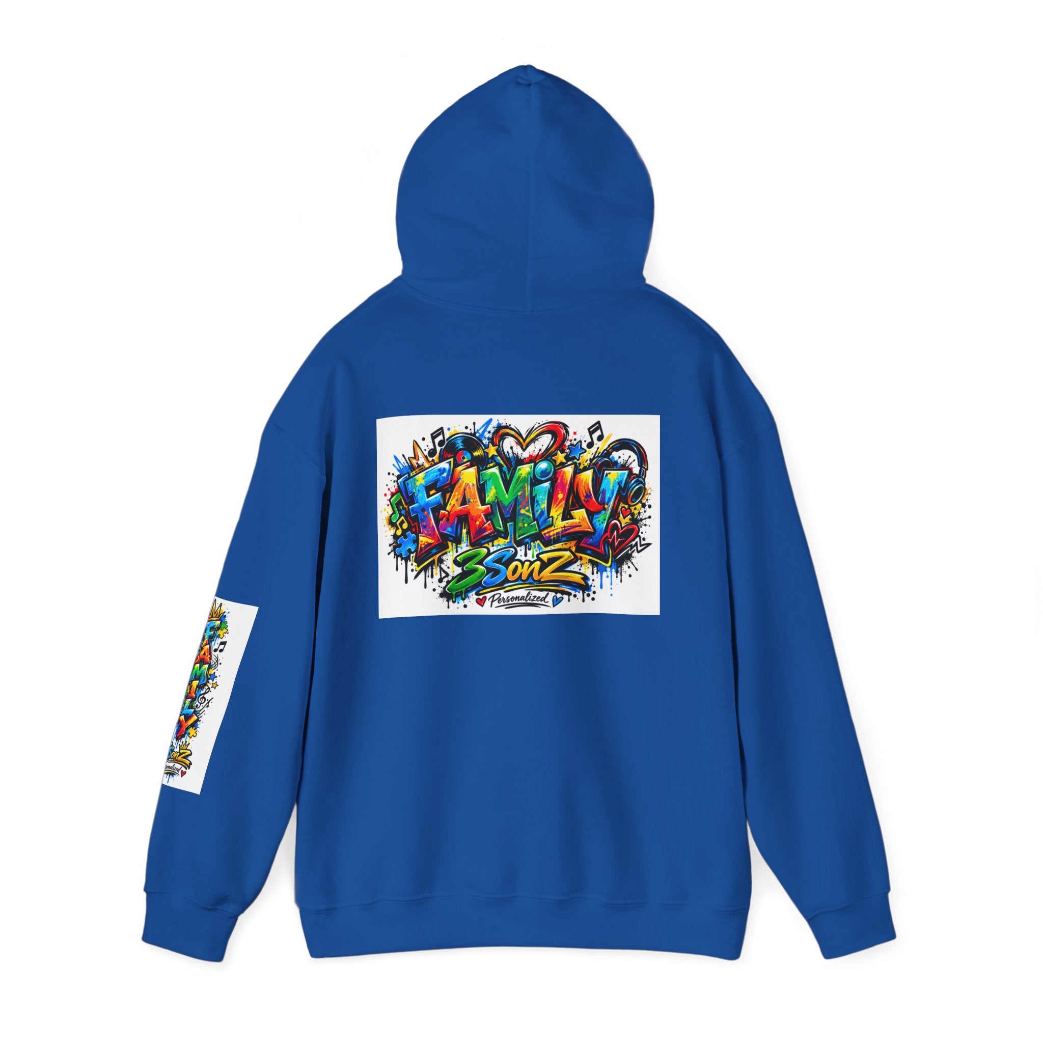 Graffiti Family Hoodie – Colorful Street Art Pullover ("Family" & "3Sonz")