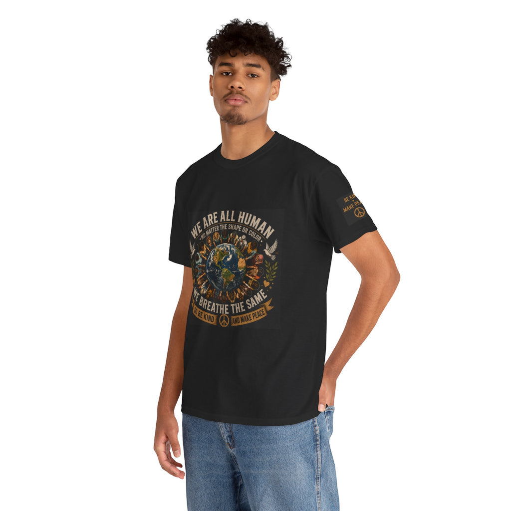 We Are All Human Earth Illustration T-Shirt | Peace, Unity, Be Kind