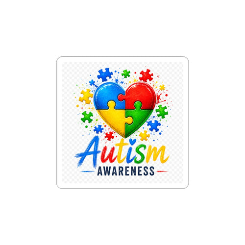 Autism Awareness Puzzle Heart Kiss-Cut Stickers | Colorful Advocacy Decal