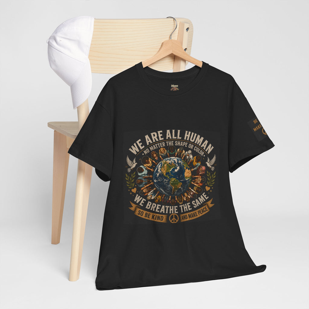 We Are All Human Earth Illustration T-Shirt | Peace, Unity, Be Kind