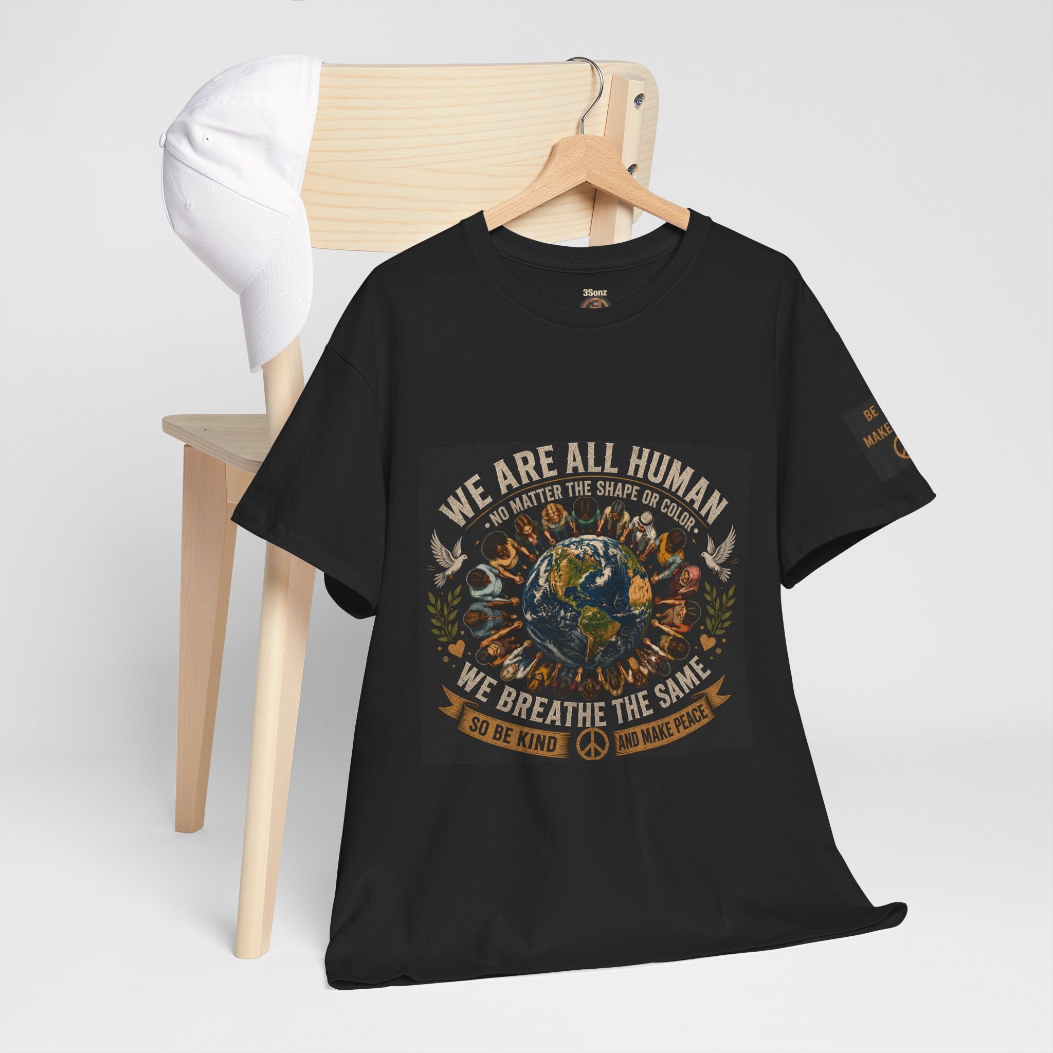 We Are All Human Earth Illustration T-Shirt | Peace, Unity, Be Kind
