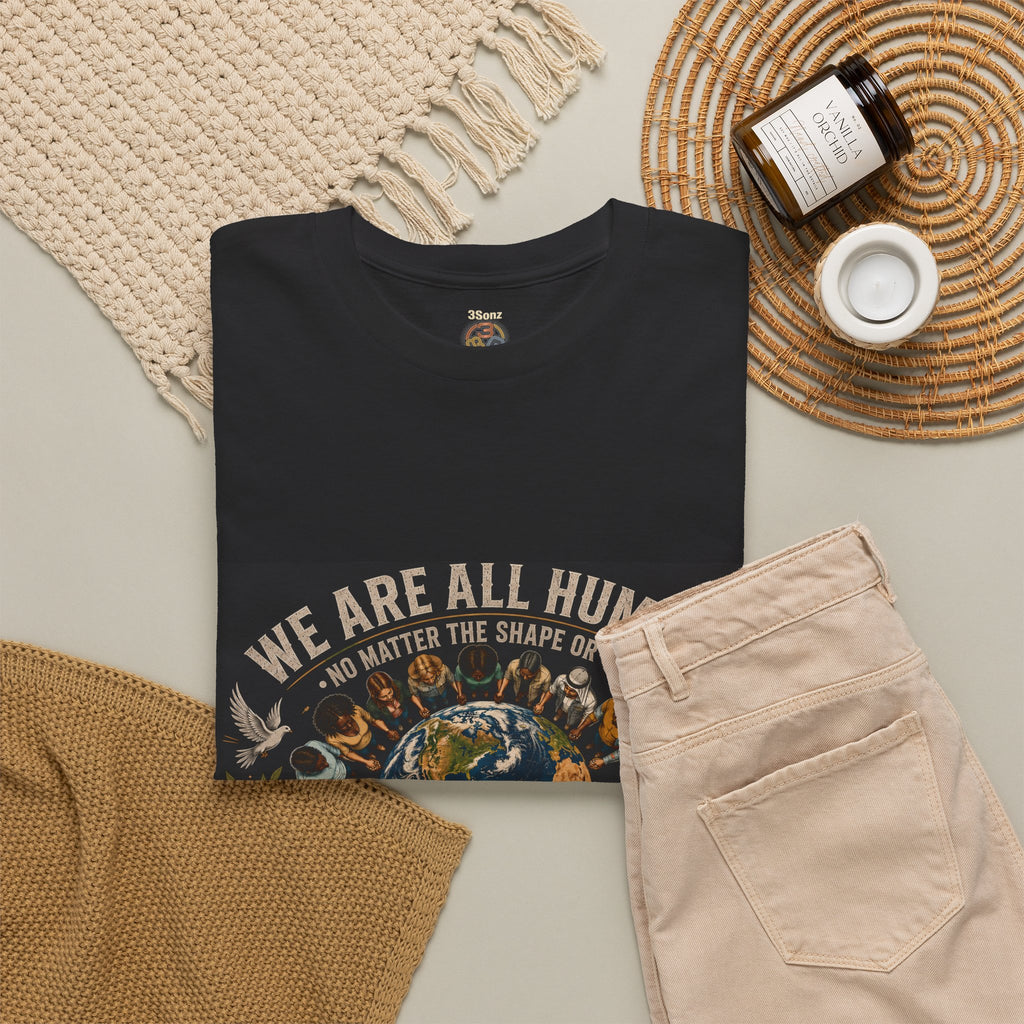 We Are All Human Earth Illustration T-Shirt | Peace, Unity, Be Kind