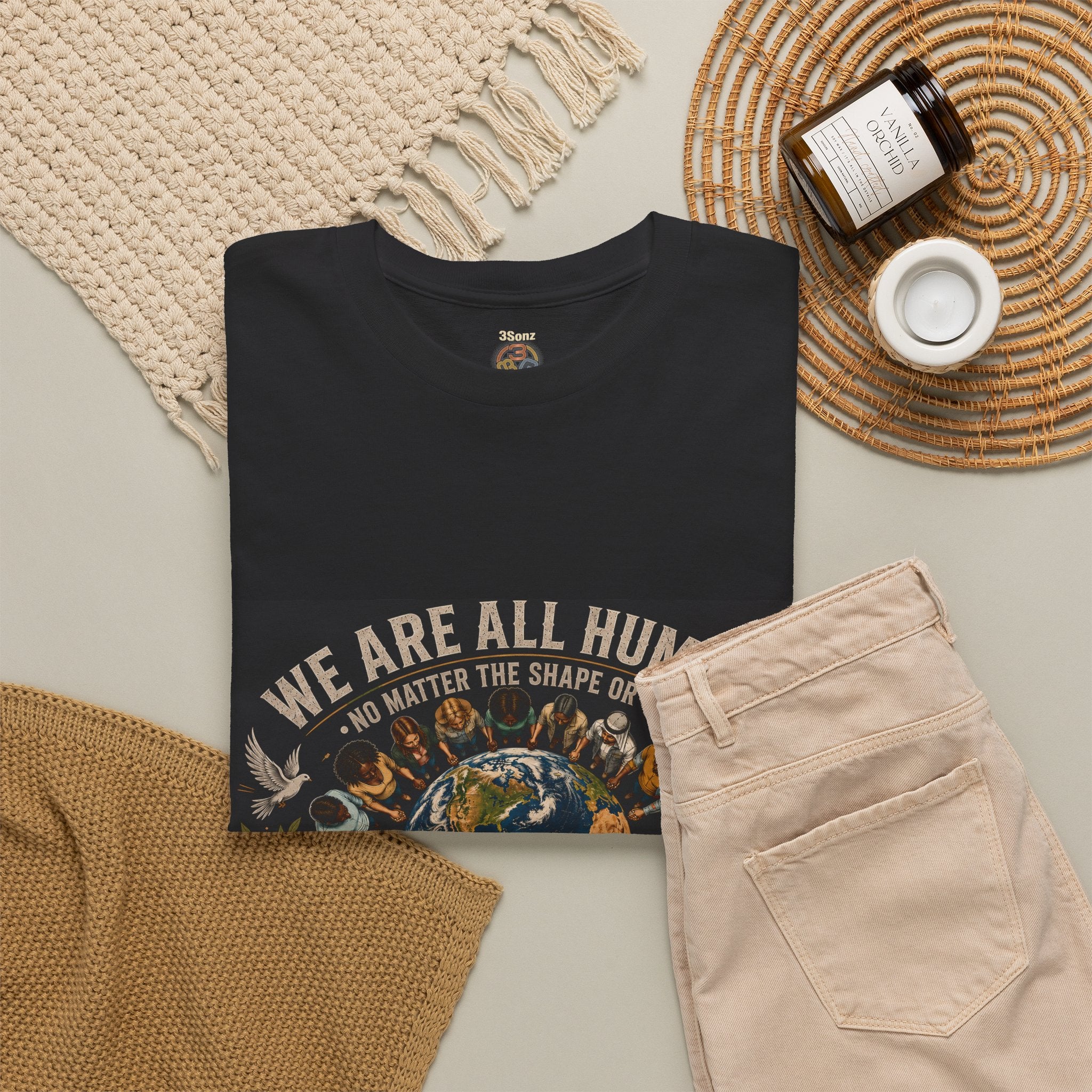 We Are All Human Earth Illustration T-Shirt | Peace, Unity, Be Kind
