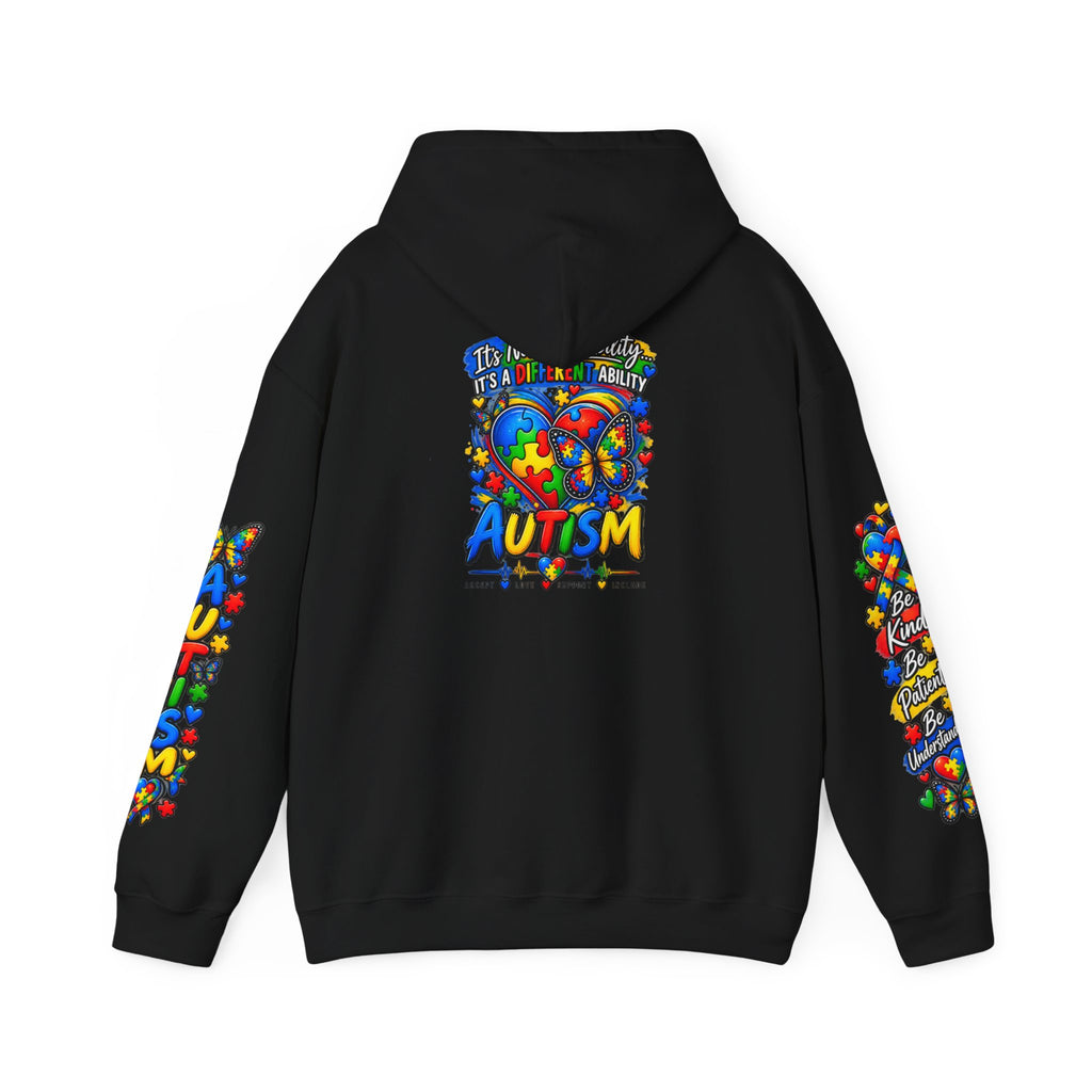 Autism Awareness Puzzle Heart Hoodie | Colorful Puzzle Sleeve Design