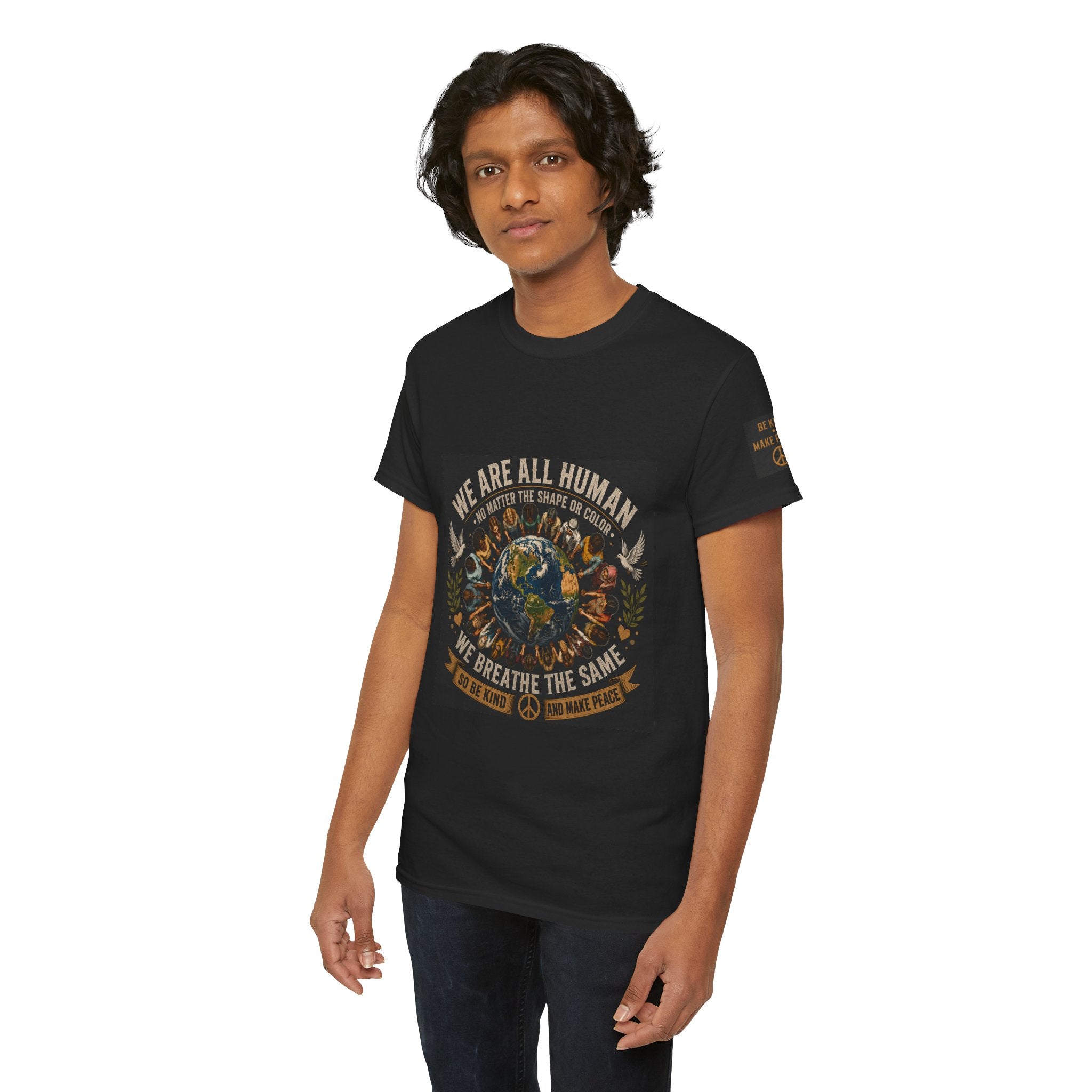 We Are All Human Earth Illustration T-Shirt | Peace, Unity, Be Kind