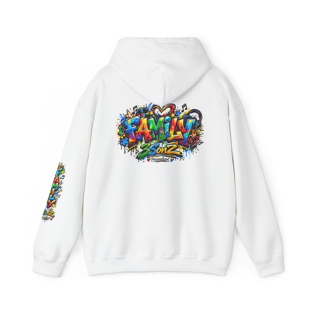 Graffiti Family Hoodie – Colorful Street Art Pullover ("Family" & "3Sonz")