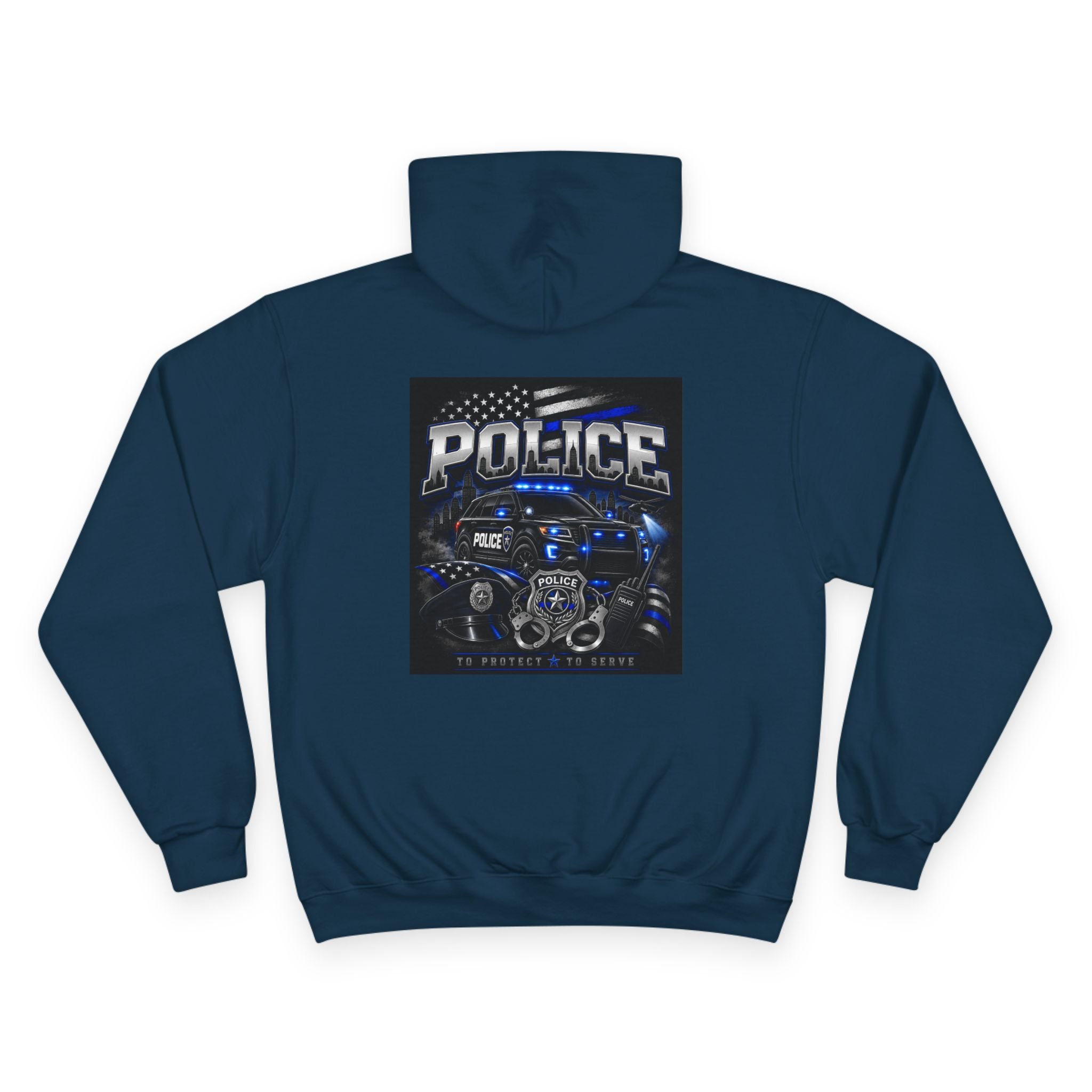Police Lives Matter Hoodie | Thin Blue Line, Patrol Car Back Graphic