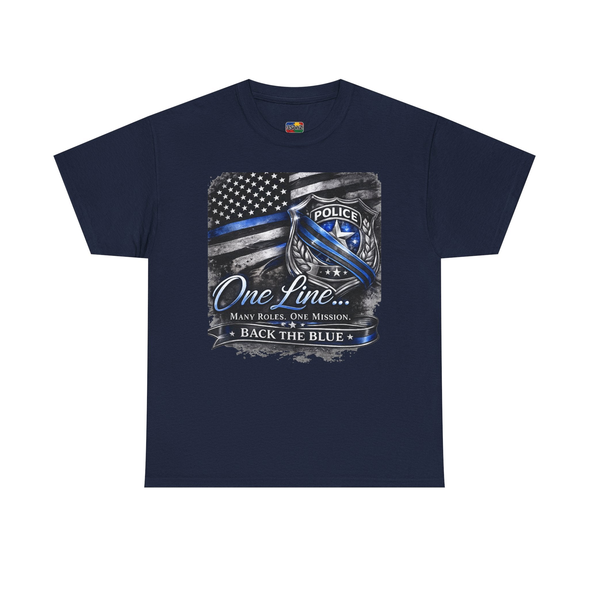Back the Blue Police Badge Tee | One Line Many Roles One Mission