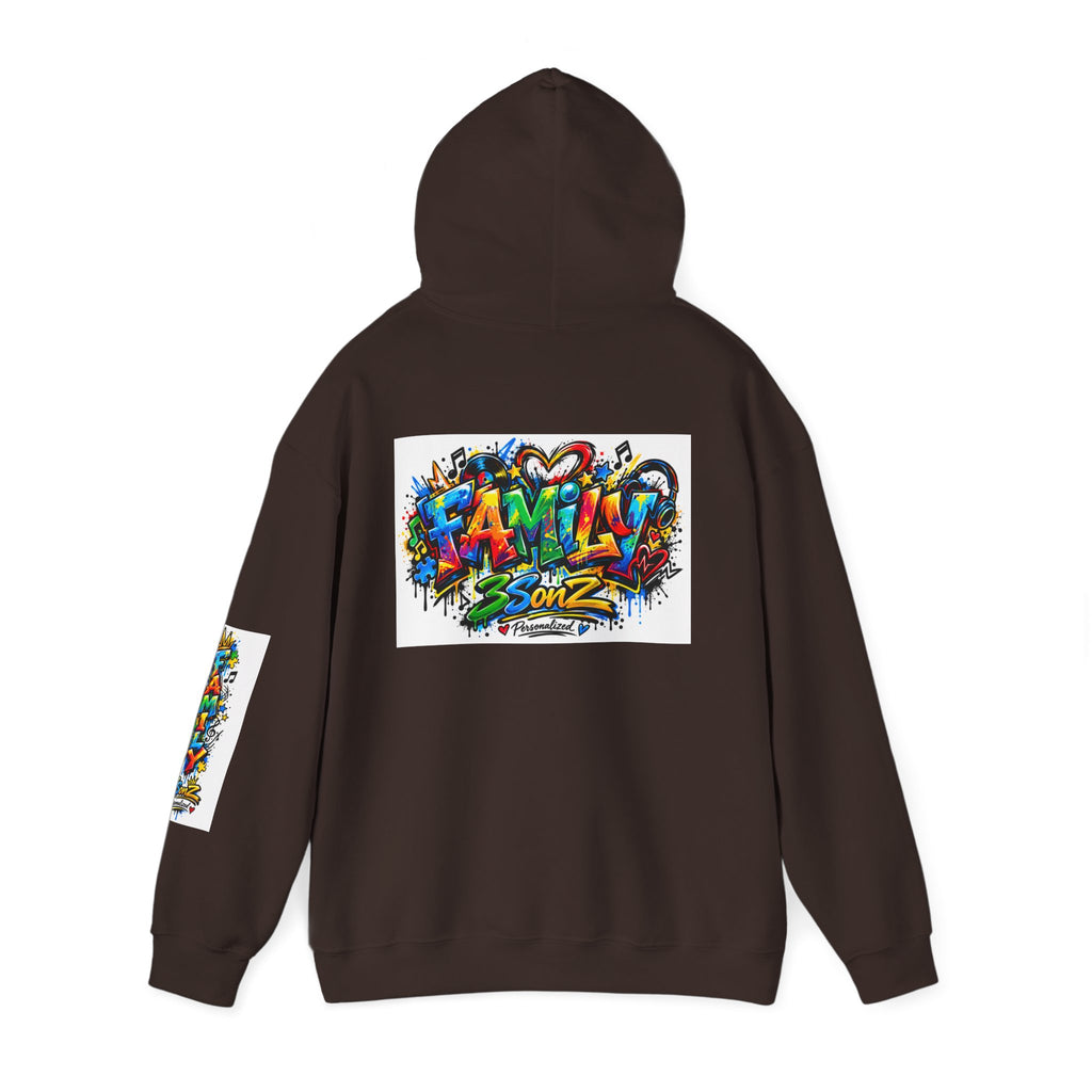 Graffiti Family Hoodie – Colorful Street Art Pullover ("Family" & "3Sonz")